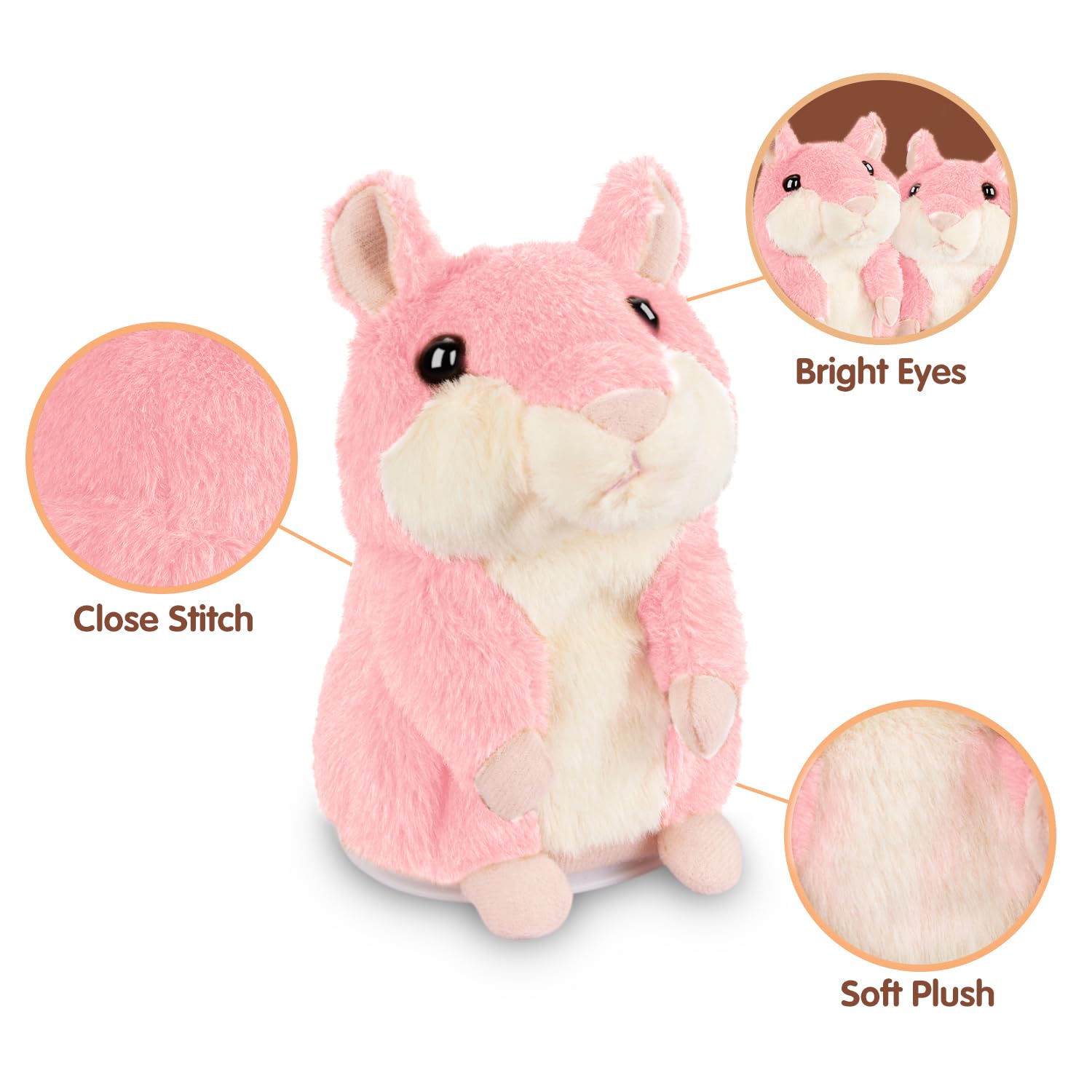 Interactive Talking Hamster Repeats What You Say - Fun Educational Plush Toy for Toddlers Ages 2-8 | Cute Birthday Gift for Boys & Girls | Perfect for Playtime, Learning & Sensory Development (Pink)