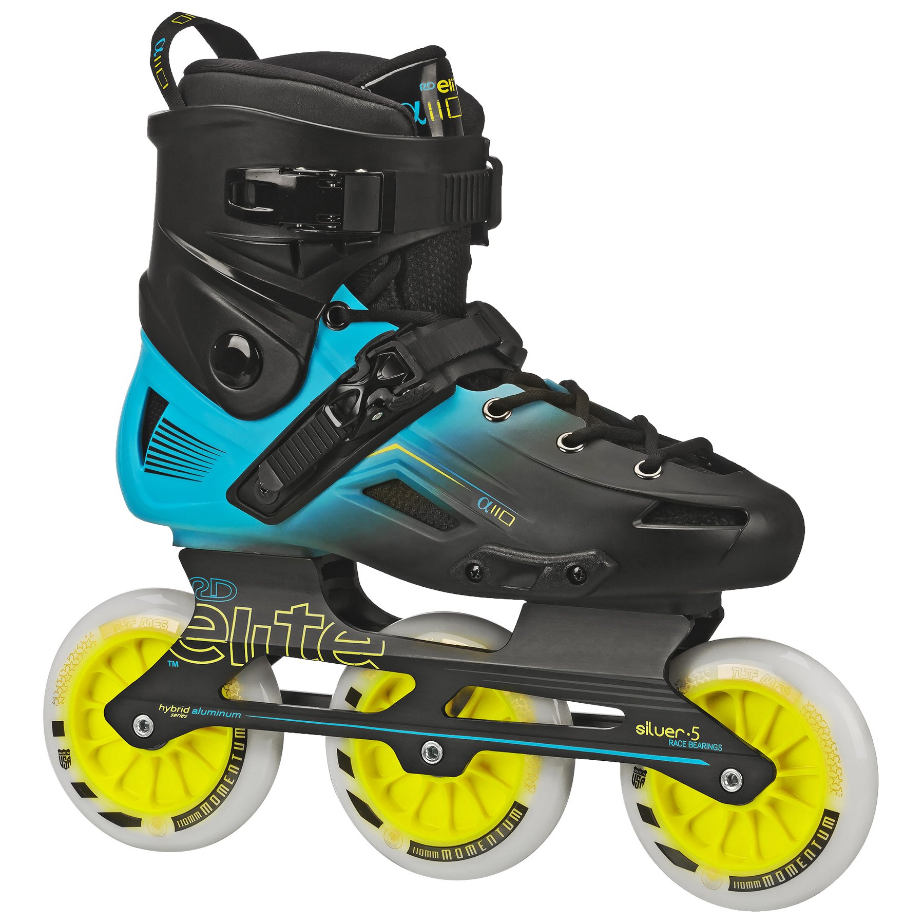 Roller Derby Elite Alpha 110mm 3-Wheel Inline Skates for Adults - High-Speed Performance Skates for Outdoor & Indoor Roller Skating, Fitness & Recreation