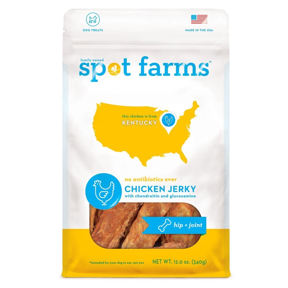 Spot Farms All-Natural Chicken Jerky Dog Treats - Human-Grade, Grain-Free, Healthy Snacks for Joint Support - 12 oz Pack for Training & Outdoor Adventures