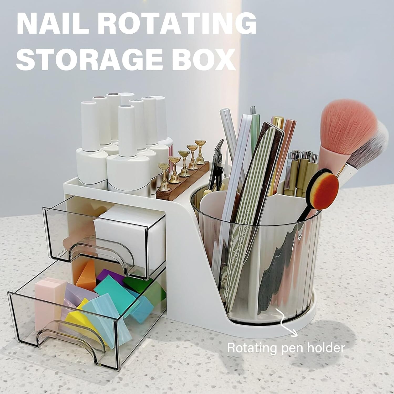 Multi-Purpose Rotating Storage Box with Drawers - Perfect for Home, Office & Closet Organization