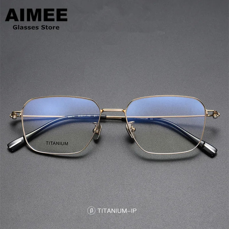 Aimee Unisex Full Rim Square Polygon Titanium Eyeglasses 80914 | Lightweight Durable Frame for Men & Women | Perfect for Reading, Working & Fashion Accessories