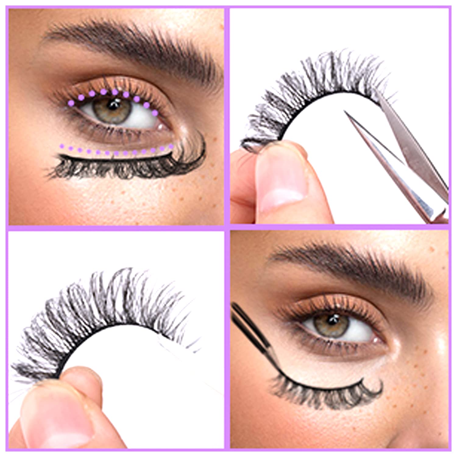 PRAVRAJYA Women's False Eyelashes Black Long Straight - 3 Pairs with Glue Included | Natural Looking Eyelash Extensions for Everyday Wear, Parties & Special Occasions