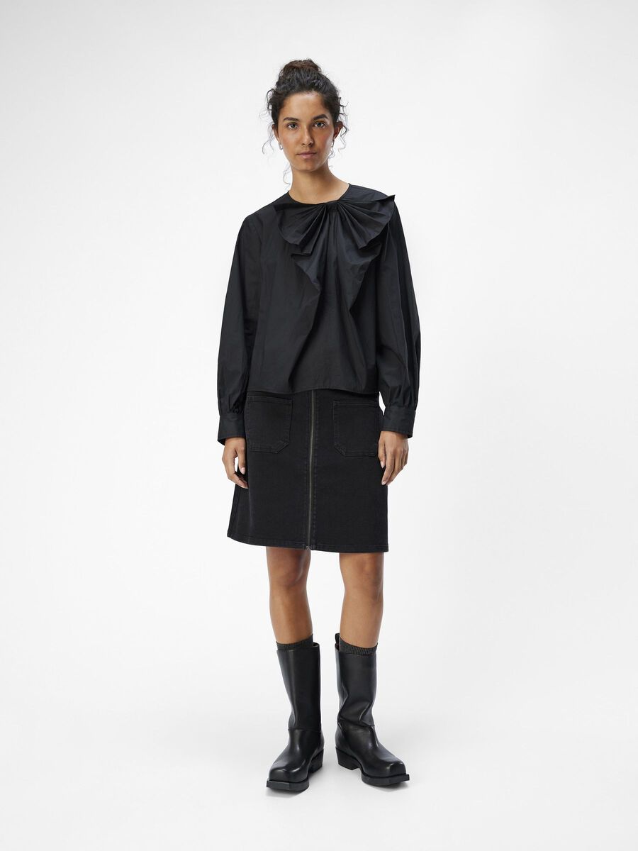 Giselle Black Bow Top for Women - Elegant Blouse for Casual Wear, Office, and Date Nights