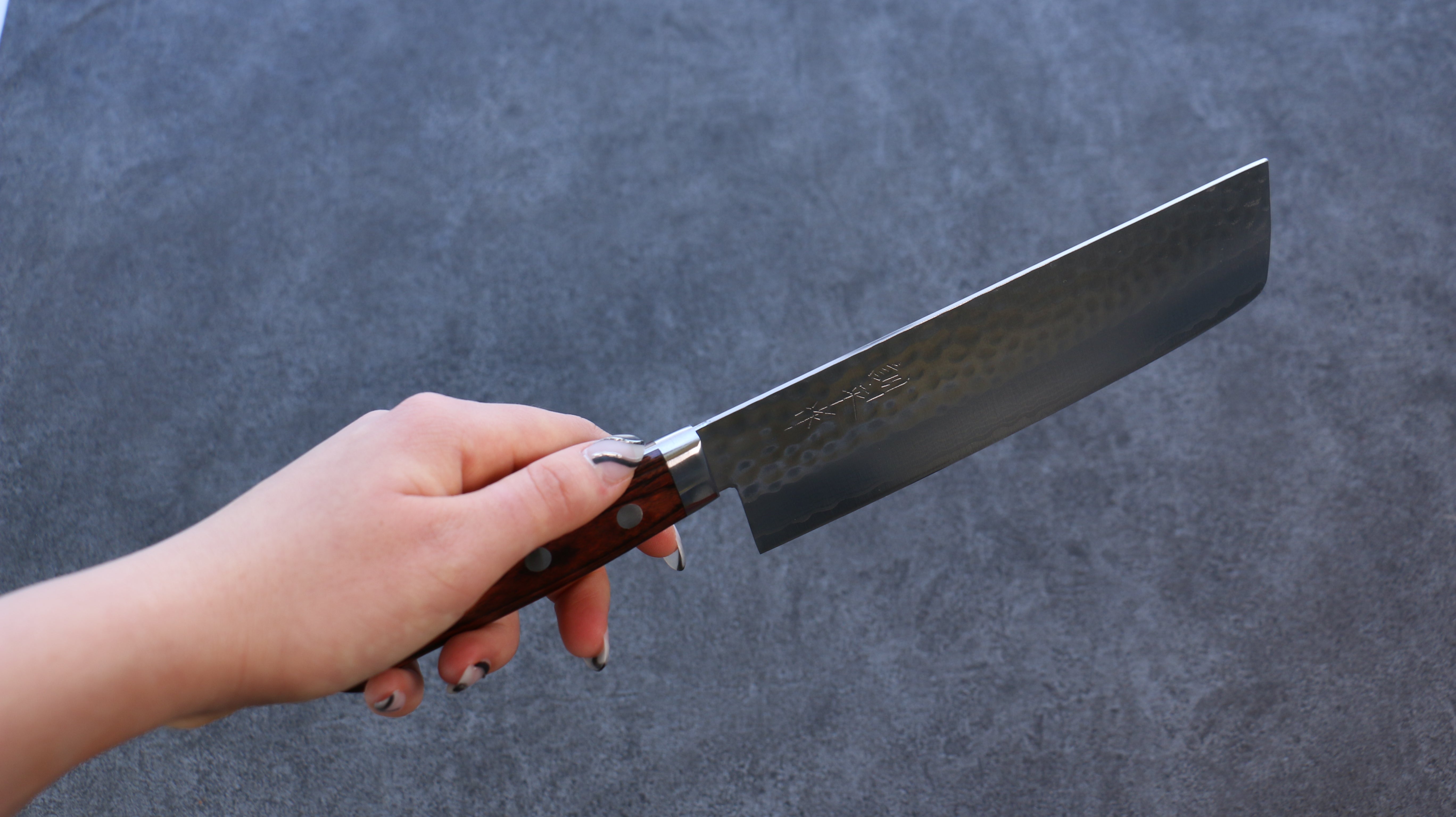 Premium Kunihira Kokuryu VG10 Hammered Damascus Usuba Knife 165mm with Mahogany Handle - Japanese Chef Knife for Slicing, Dicing & Precision Vegetable Cutting