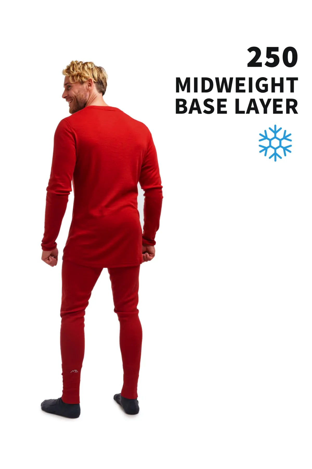 Men's Merino Wool Thermal Underwear Set - 250g Warm Base Layer Top & Bottom in Cherry Red - Perfect for Skiing, Hiking & Winter Outdoor Activities