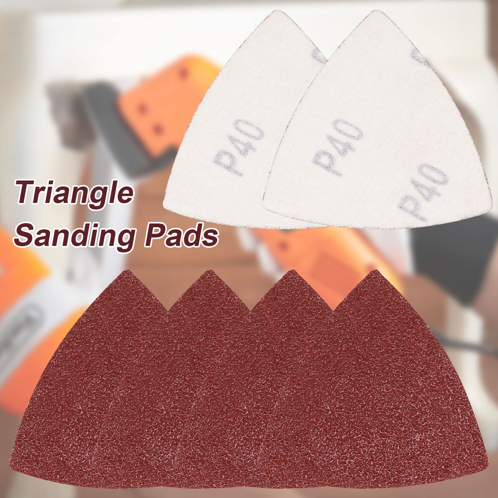 120 Pcs Triangle Sanding Pads, 40 Grits Hook & Loop Sandpaper for Oscillating Multi Tool - 3-1/8
