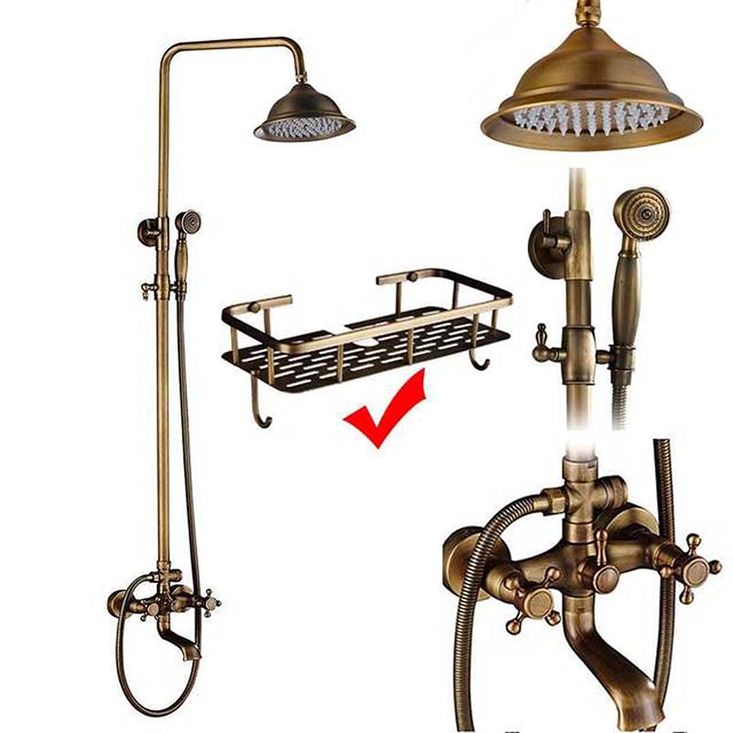 Gbyao Brass Shower Faucet Set - Wall Mounted Hard Handle Bathroom Fixture with Shelf (Size A18) | Durable Brass Construction for Modern Bathrooms & Spa-Like Showers