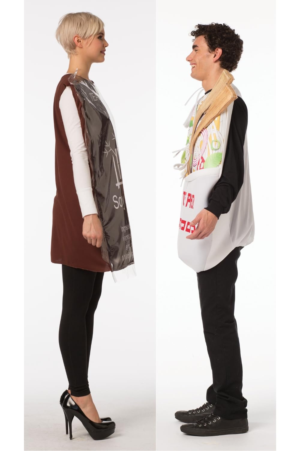 Rasta Imposta Soy Sauce & Pho Bowl Couples Halloween Costume Set - Fun Asian Food Themed Couple Outfit for Costume Parties & Cosplay Events