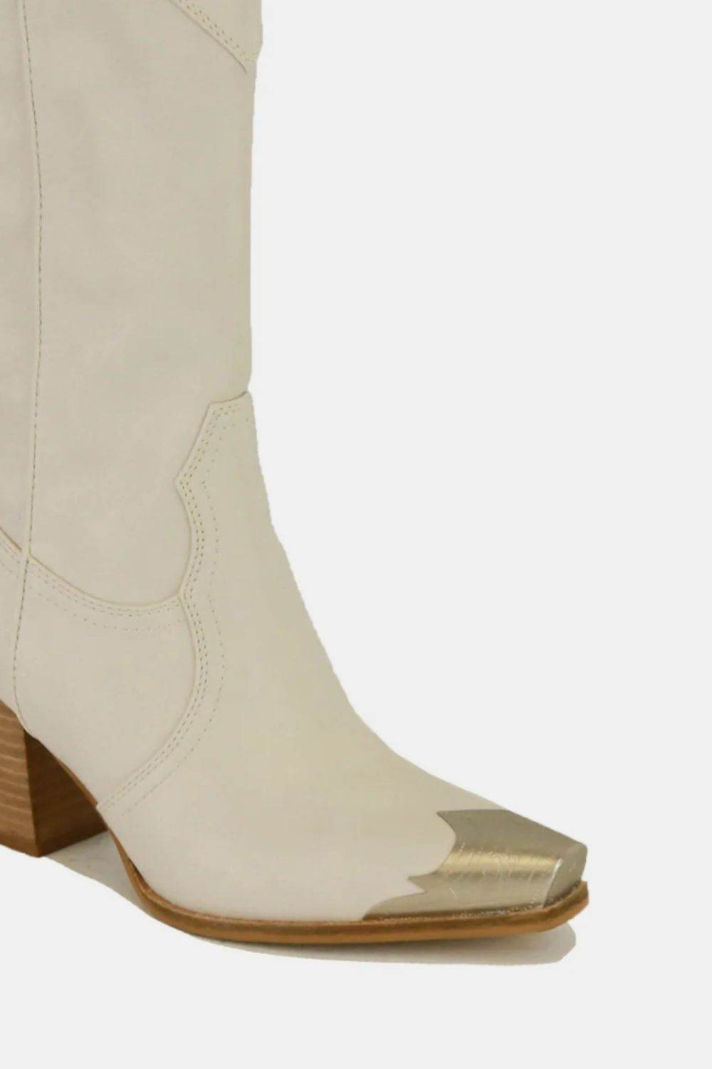 Beast Fashion Women's Metal Toe Block Heel Ankle Boots - Chunky Heel Booties for Women | Perfect for Night Out, Party & Casual Wear