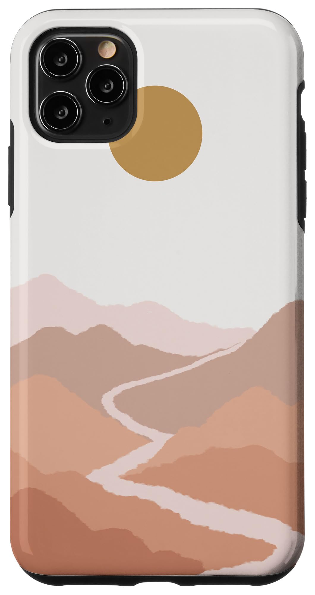 iPhone 11 Pro Max Case - Sun Mountains River Boho Design, Terracotta Bohemian Aesthetic Protective Cover for Women | Perfect for Travel, Outdoor Adventures & Everyday Use