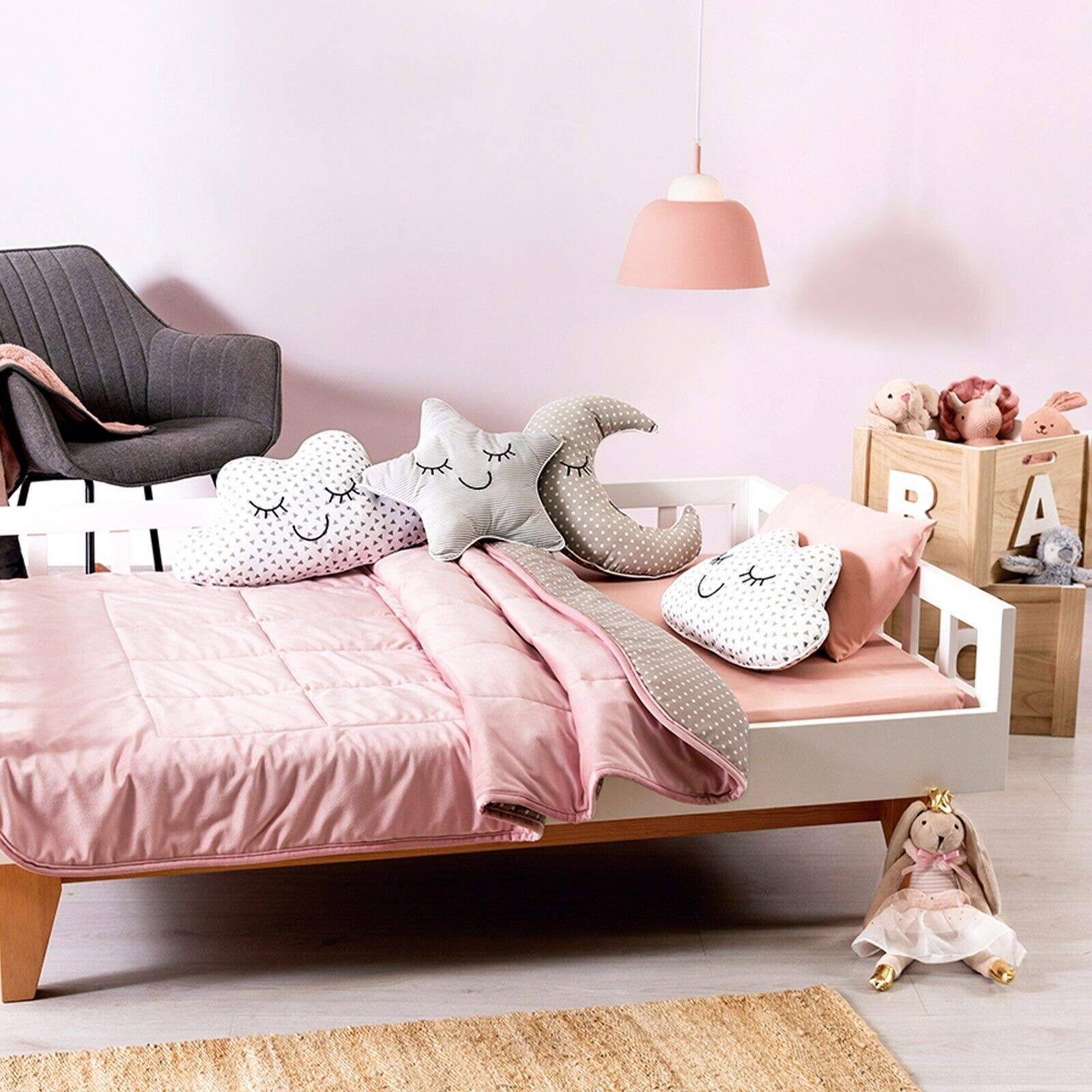 **Pink Moon Stars Clouds 4-Piece Crib Bedding Set for Baby Girls - Soft Nursery Decor for Sweet Dreams & Cozy Sleep**