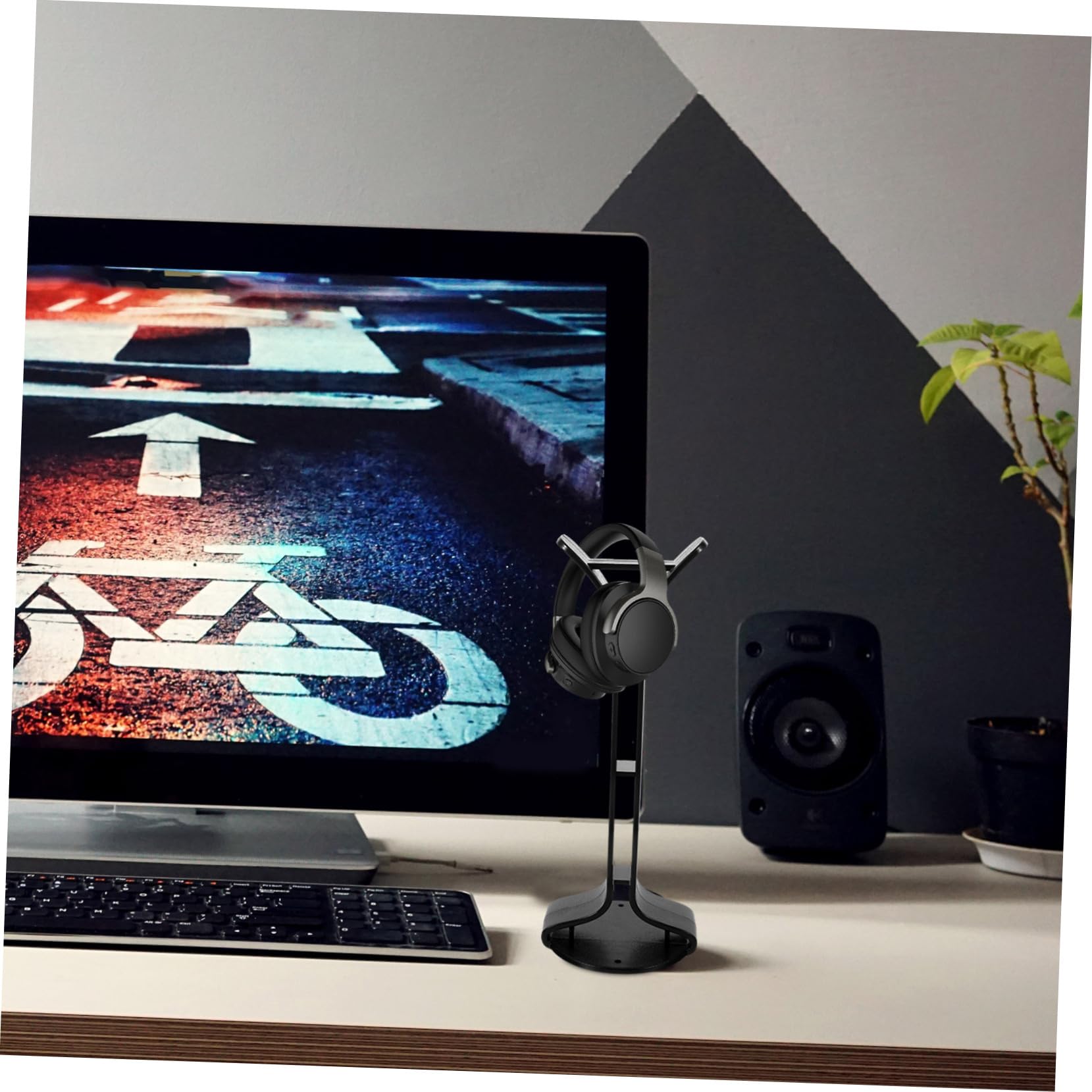 Veemoon Headphone Hanger - Adjustable Desk Headset Holder for Gaming, Office & Home Use - Space Saving Headphone Stand with Non-Slip Base for PC, Laptop & Workstation Accessories