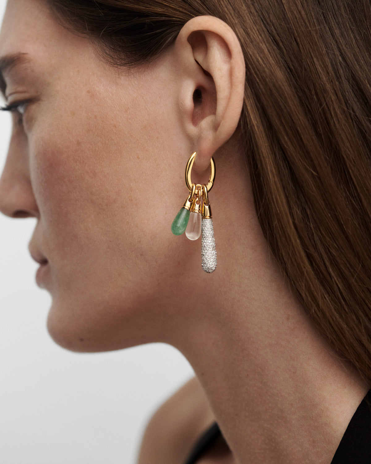 GRID 2 Green Aventurine Jupiter Single Hoop Earrings for Women - Healing Crystal Jewelry for Meditation, Yoga & Spiritual Energy