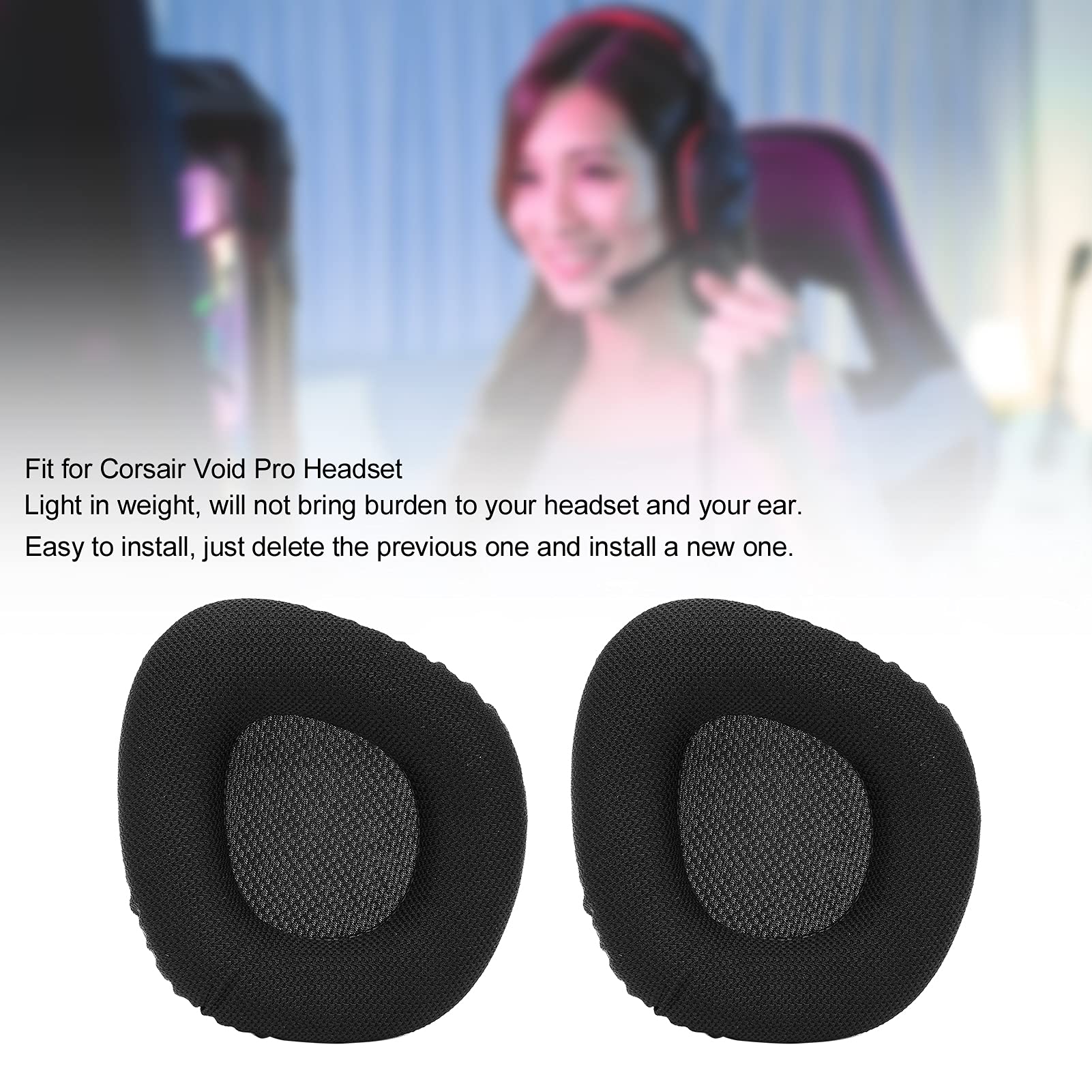 **Replacement Earpad Cushion for Corsair Void Pro Headset - Lightweight PU & Sponge Padding, Noise Isolation (Black) - Perfect for Gaming, Music & Office Use**
