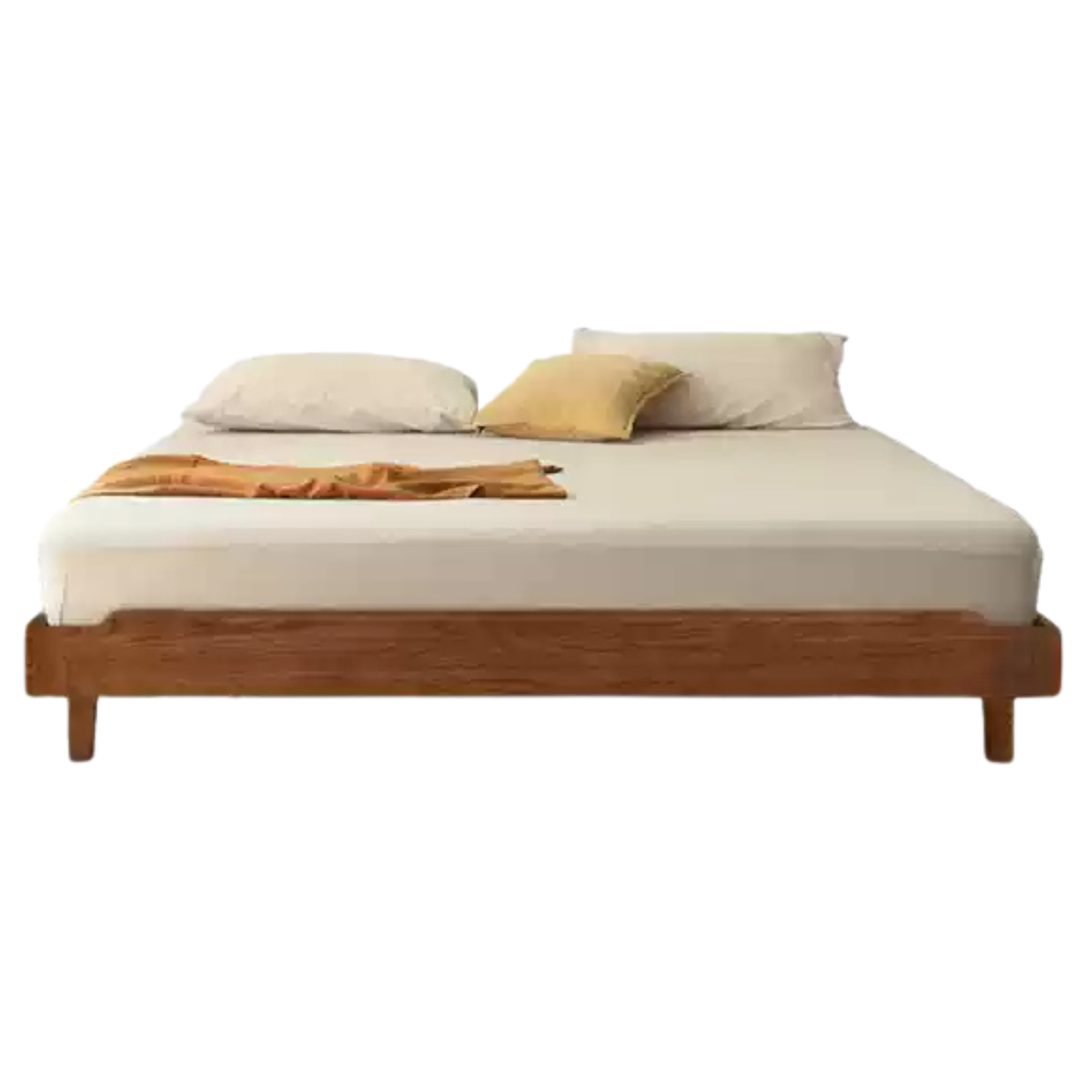 Solid Wood Platform Bed in Black Walnut & Ash - Headboard-Free Modern Bed Frame for Bedroom, Guest Room, or Dorm