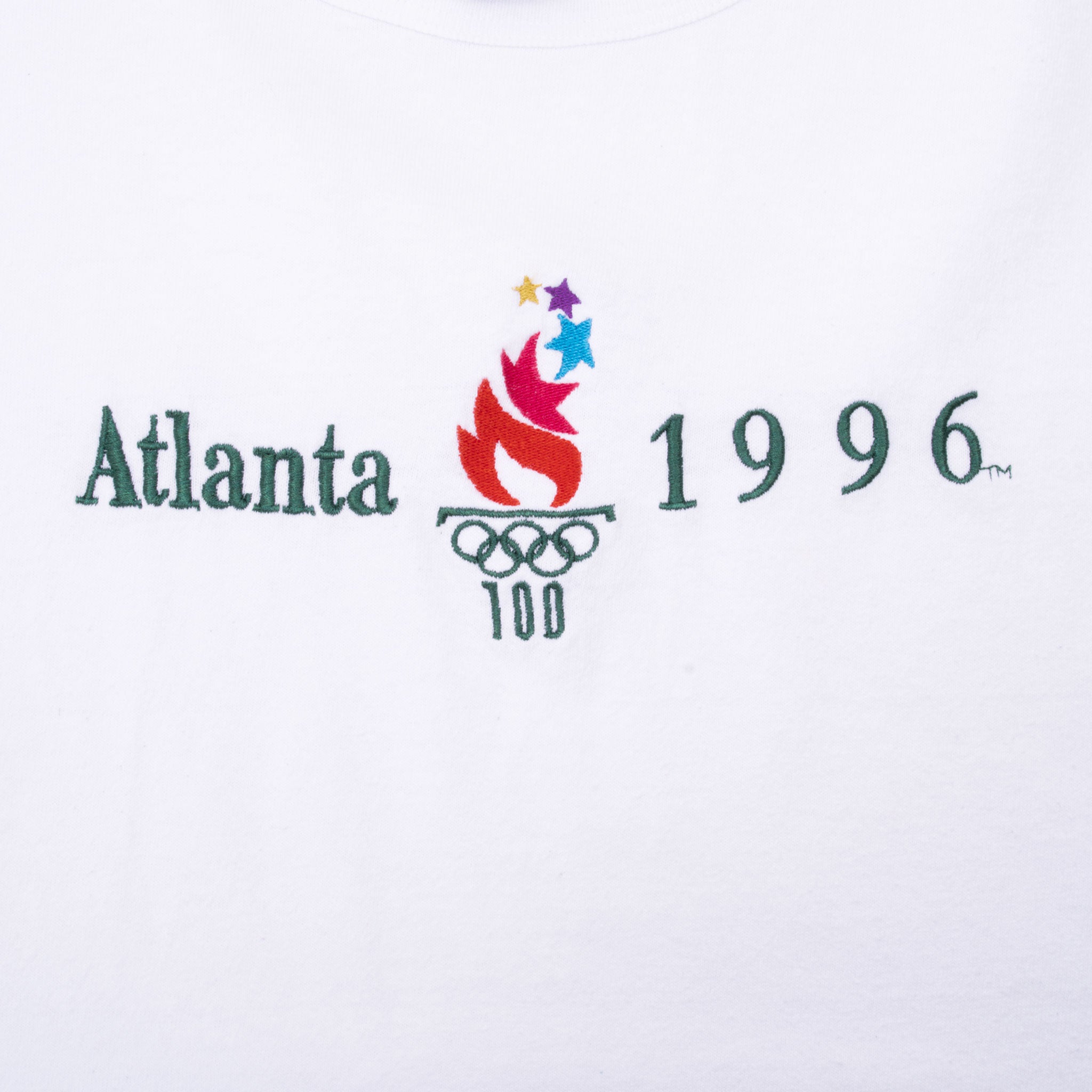 Vintage Champion Atlanta Olympics 1996 White T-Shirt 2XL - Made in USA - Retro Sports Fan Gift & Casual Wear for Men