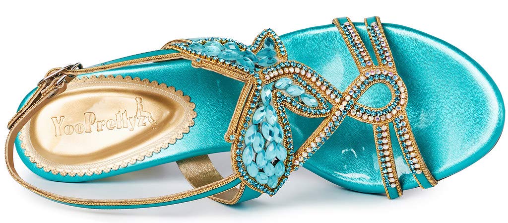 YooPrettyz Women's Embellished Stud Butterfly Evening Heels - Elegant Dress Party & Bridal Sandals for Weddings, Prom, and Special Occasions