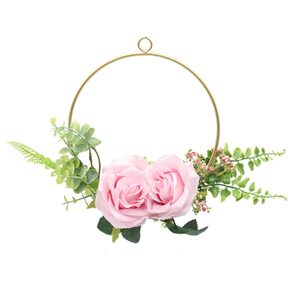 Artificial Rose Floral Hoop Wreath - Champagne Geometric Wire Frame for Wedding Backdrop, Wall Decor (Round, Triangle, Square Shapes) - Pack of 3 | Perfect for Wedding Decorations, Baby Showers & Home Interior Design