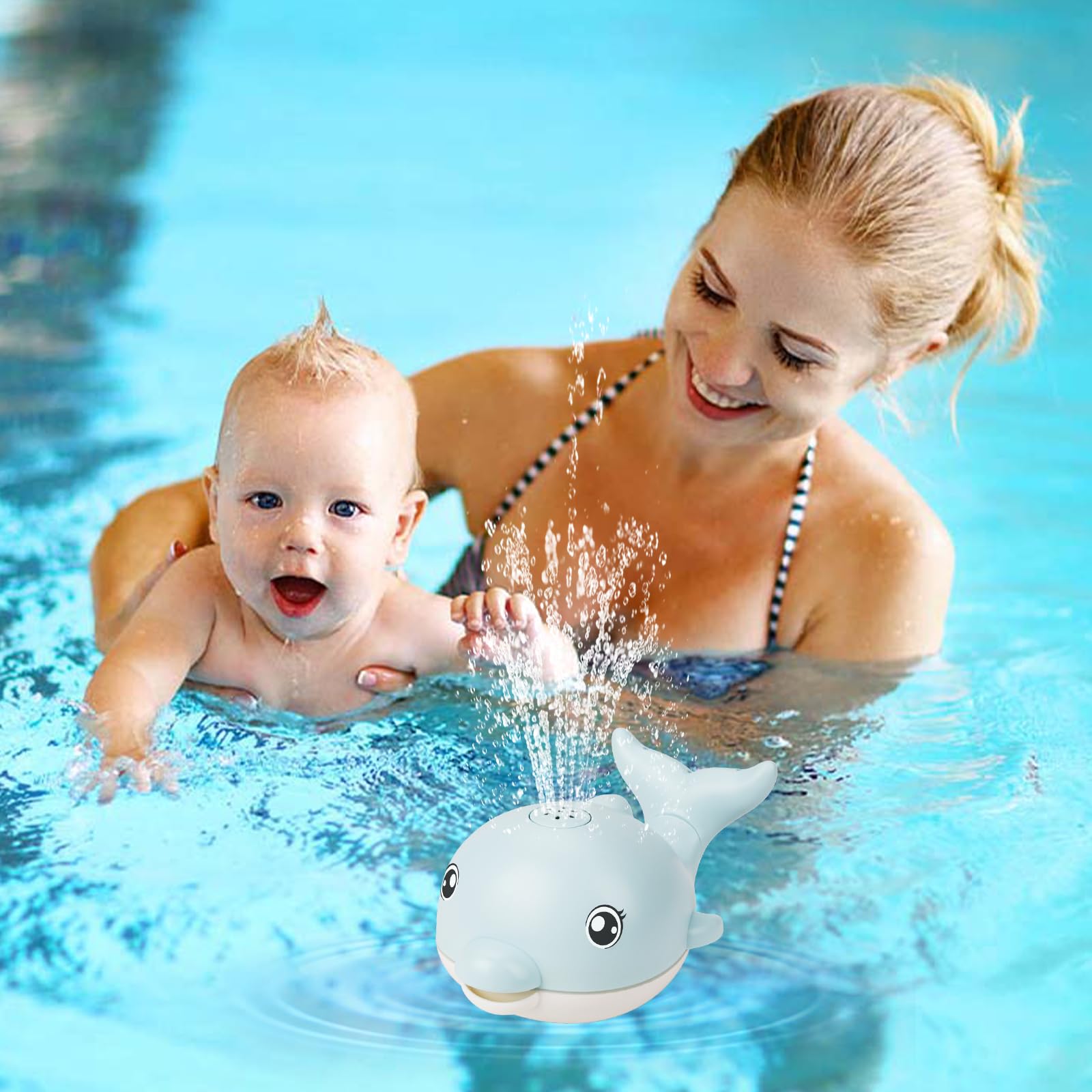 Rechargeable Light Up Dolphin Bath Toys for Babies 6-18 Months - Musical Sprinkler Bathtub Toys for Toddlers 1-4 Years Old Boys & Girls | Easter Basket Stuffers & Sensory Play Water Toys for Infants (Blue)