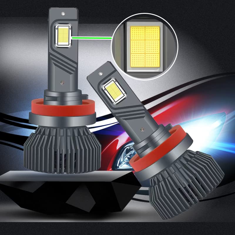 PLVH 2 Pack H11 H8 H9 LED Headlight Bulbs - 150W 40000LM 600% Brighter - Super White Car Headlights & Fog Lights - High/Low Beam Replacement - Plug & Play - Perfect for Night Driving & Off-Road Adventures
