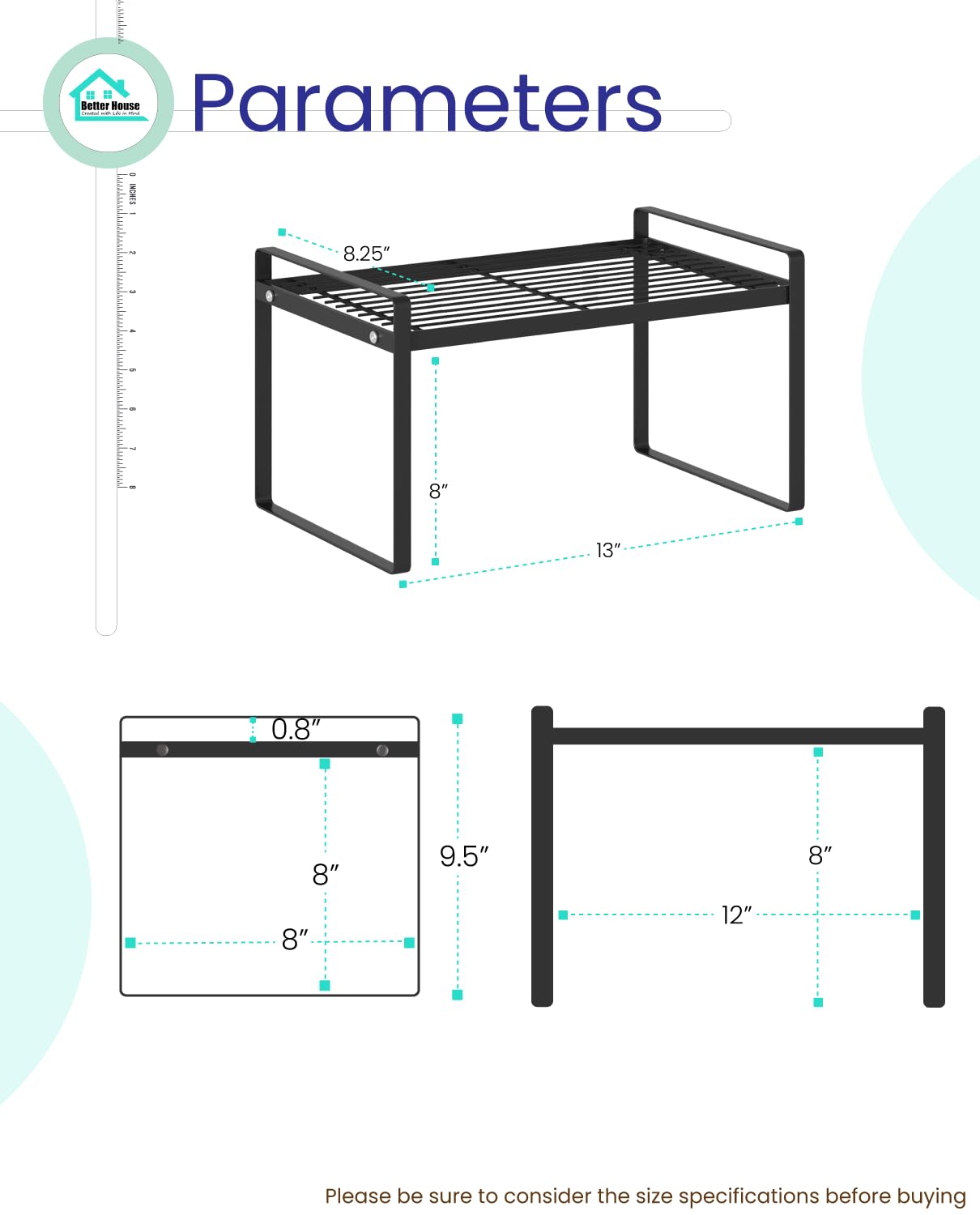 Stainless Steel Countertop Organizer Shelf - Rustproof & Non-Slip Kitchen Cabinet Storage Rack for Pantry, Office, Bathroom (13