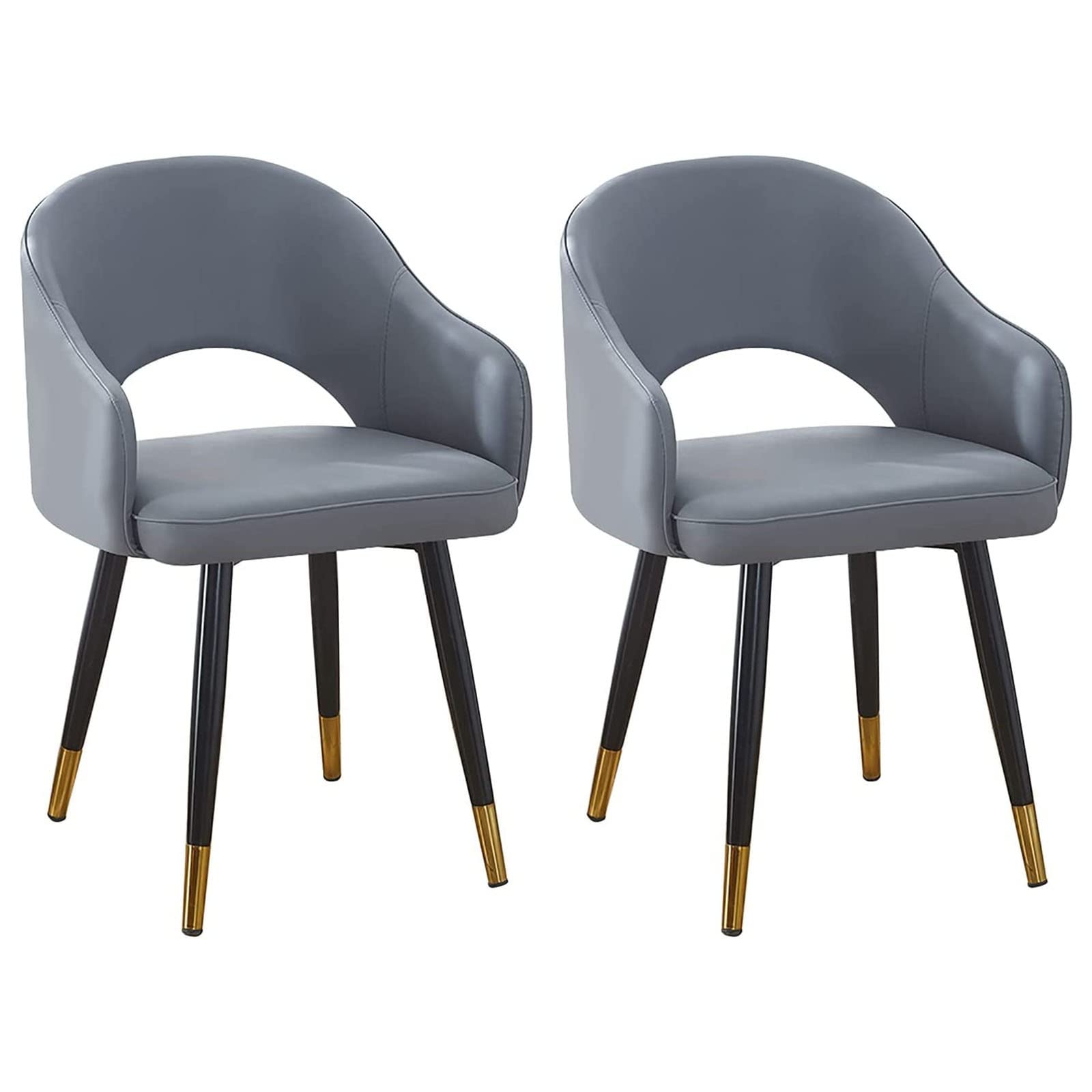 Nordic Style PU Upholstered Dining Chairs Set of 2 - Modern Upholstered Back Chairs for Dining Room, Office, Makeup Vanity & Lounge - Light Gray Home Decor Accent Chairs