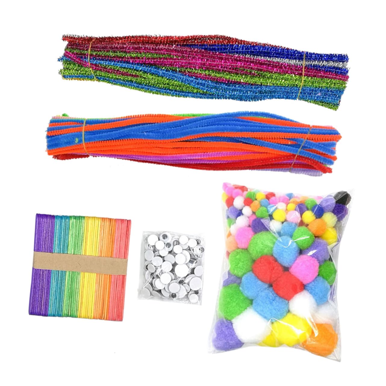 1 Set Lip Gloss Kit with Plush Wire, Tinsel Cleaner & Bendable Sticks - Wooden Craft Art Supplies for Kids, Kindergarten DIY Toys, Wool Sticks for Creative School Projects & Party Activities