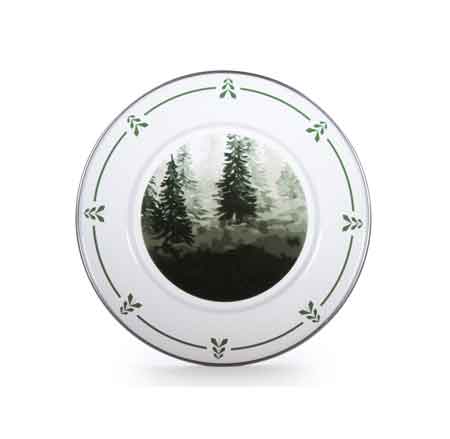 Forest Trees Enamelware Sandwich & Salad Plates - Set of 4 (8.5 Inch) - Perfect for Picnics, Camping & Outdoor Dining