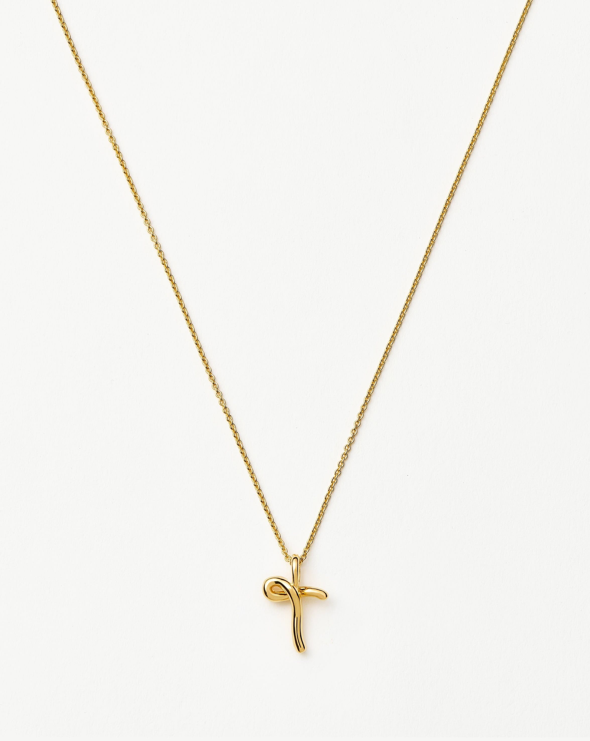 Curly Molten Mini Initial Necklace - Personalized 18k Gold Vermeil Jewelry for Women | Elegant Gift for Birthday, Anniversary & Everyday Wear