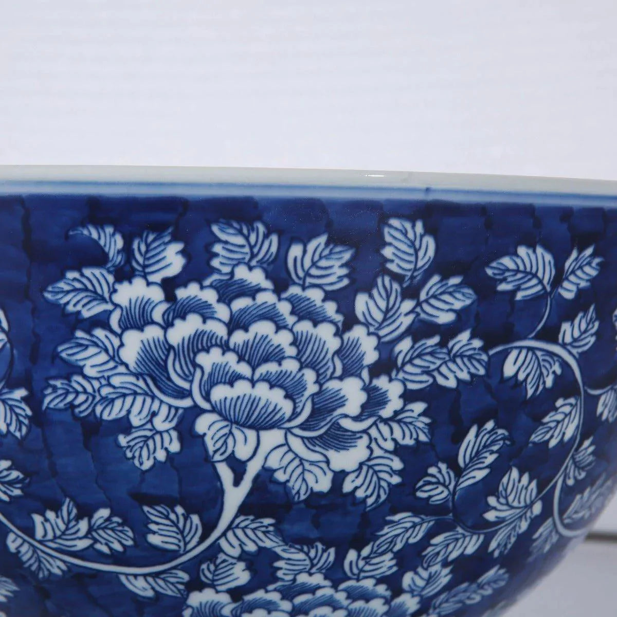 Blue and White Peony Floral Porcelain Bowl - Handmade Chinese Ceramic Rice Soup Bowl - Elegant Dinnerware for Home Dining, Gifts & Asian Cuisine