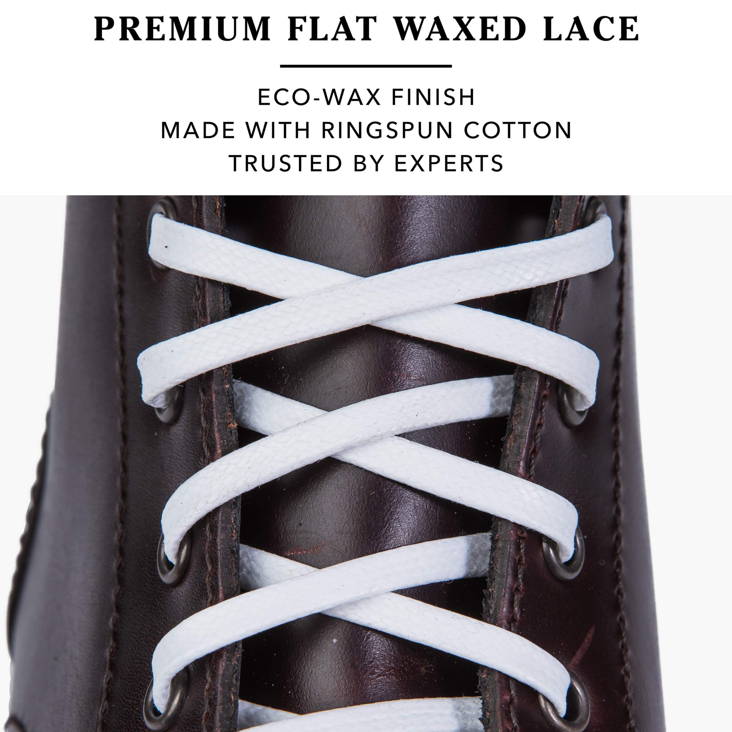 Premium Flat Waxed Cotton Boot Laces - Cobbler's Choice for Hiking, Work & Dress Shoes - Durable & Stylish Replacement Shoelaces for Boots, Oxfords & Casual Wear