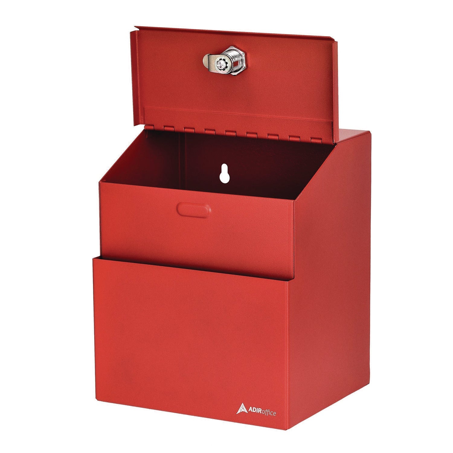 AdirOffice Wall Mountable Steel Suggestion Secure Drop Box with Key - 7 x 6 x 8.5 Inches, Stainless Steel 304, Red - Perfect for Offices, Schools, and Public Spaces for Secure Document Collection