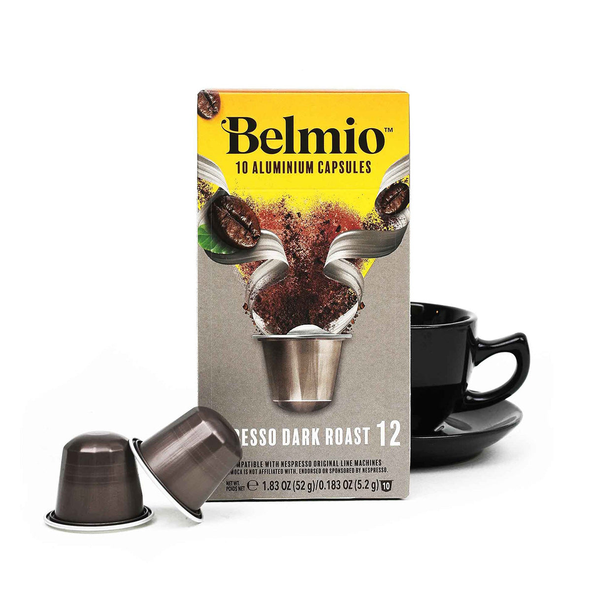 Belmio Espresso Dark Roast Coffee Pods - 10 Pack Nespresso® Compatible Capsules for Strong Bold Flavor | Perfect for Home & Office Coffee Makers