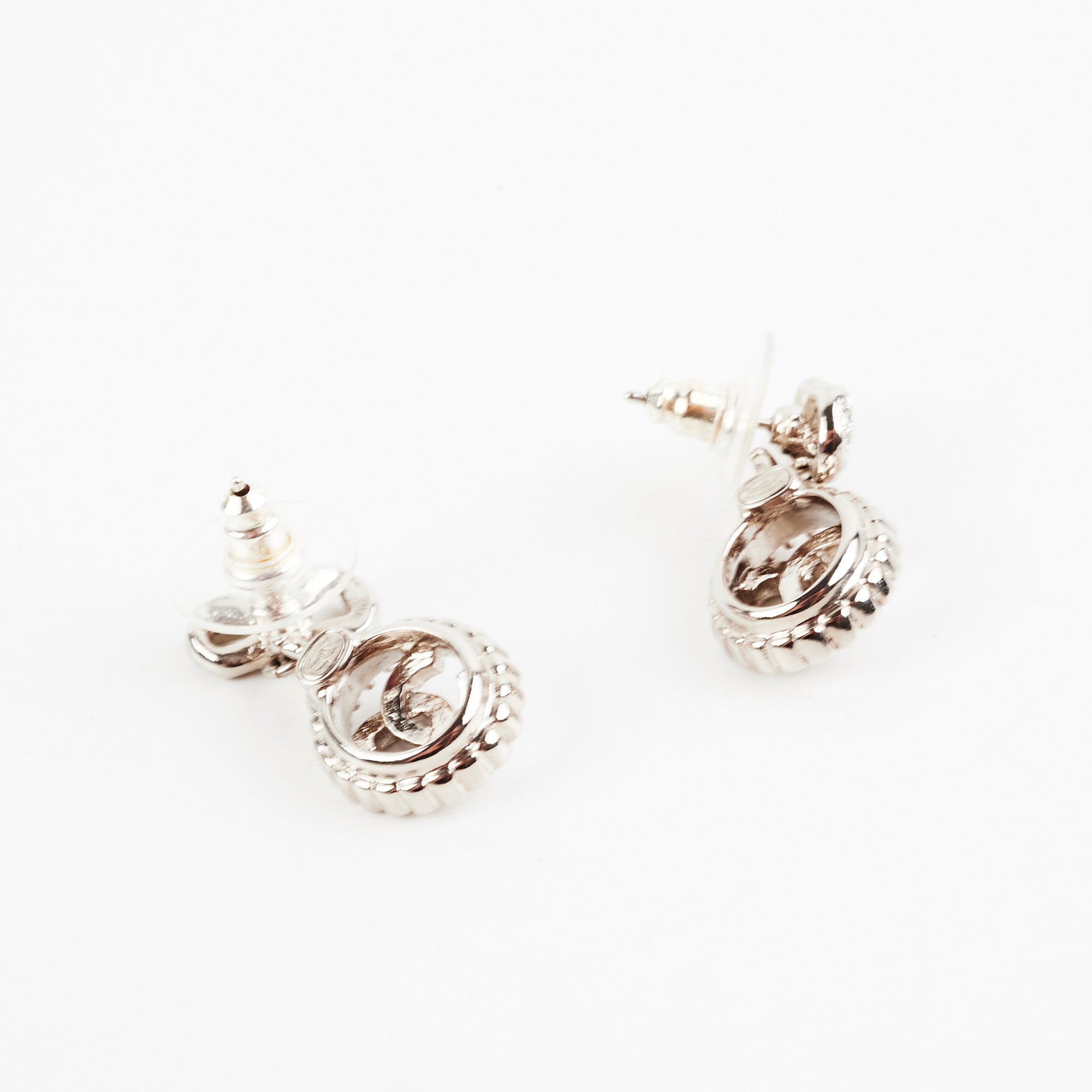 Chanel Logo Rhinestone Bow Earrings - Elegant Costume Jewelry for Women | Perfect for Parties, Weddings & Special Occasions