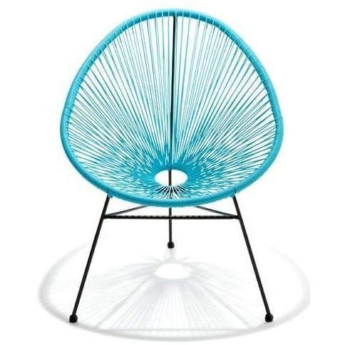 Stylish Acapulco Blue Metal Frame Chair - Indoor/Outdoor Boho Home Decor for Patio, Living Room & Garden - Durable Wicker Design