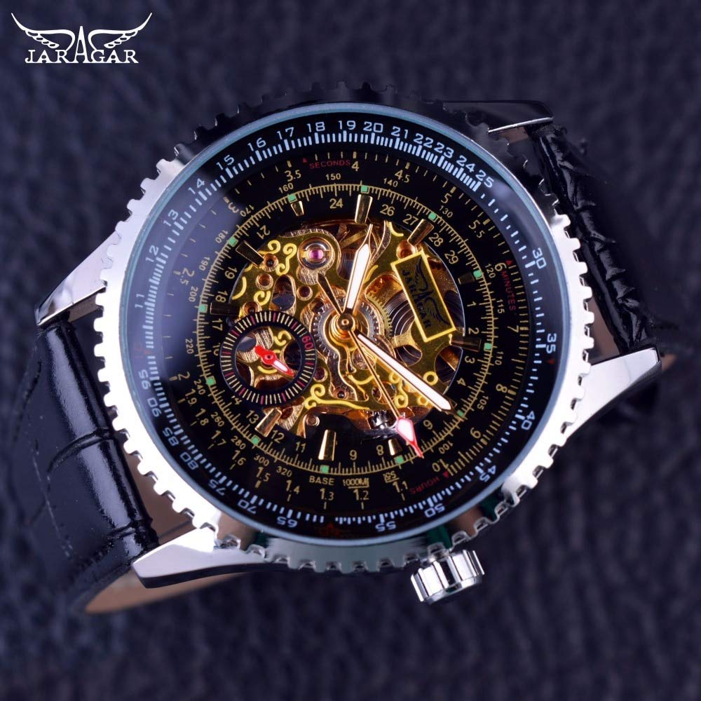 Luxury Skeleton Automatic Watch for Men - Gold Movement & Transparent Case - Perfect for Business & Formal Events