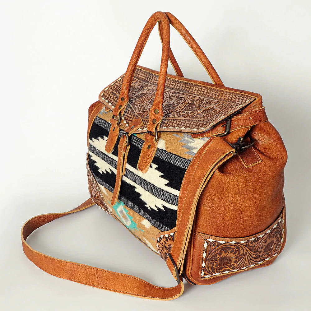 American Darling Tooled Leather Duffle Bag - Stylish Travel & Gym Bag for Men & Women | Perfect for Weekend Getaways, Sports, and Workouts