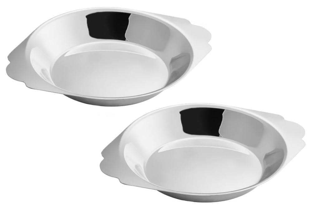 Soro Essentials - Set of 2 Stainless Steel 8 oz Round Au Gratin Dishes for Baking, Serving Lasagna, Casseroles & Cobblers - Perfect for Individual Portions, Dinner Parties & Holiday Entertaining