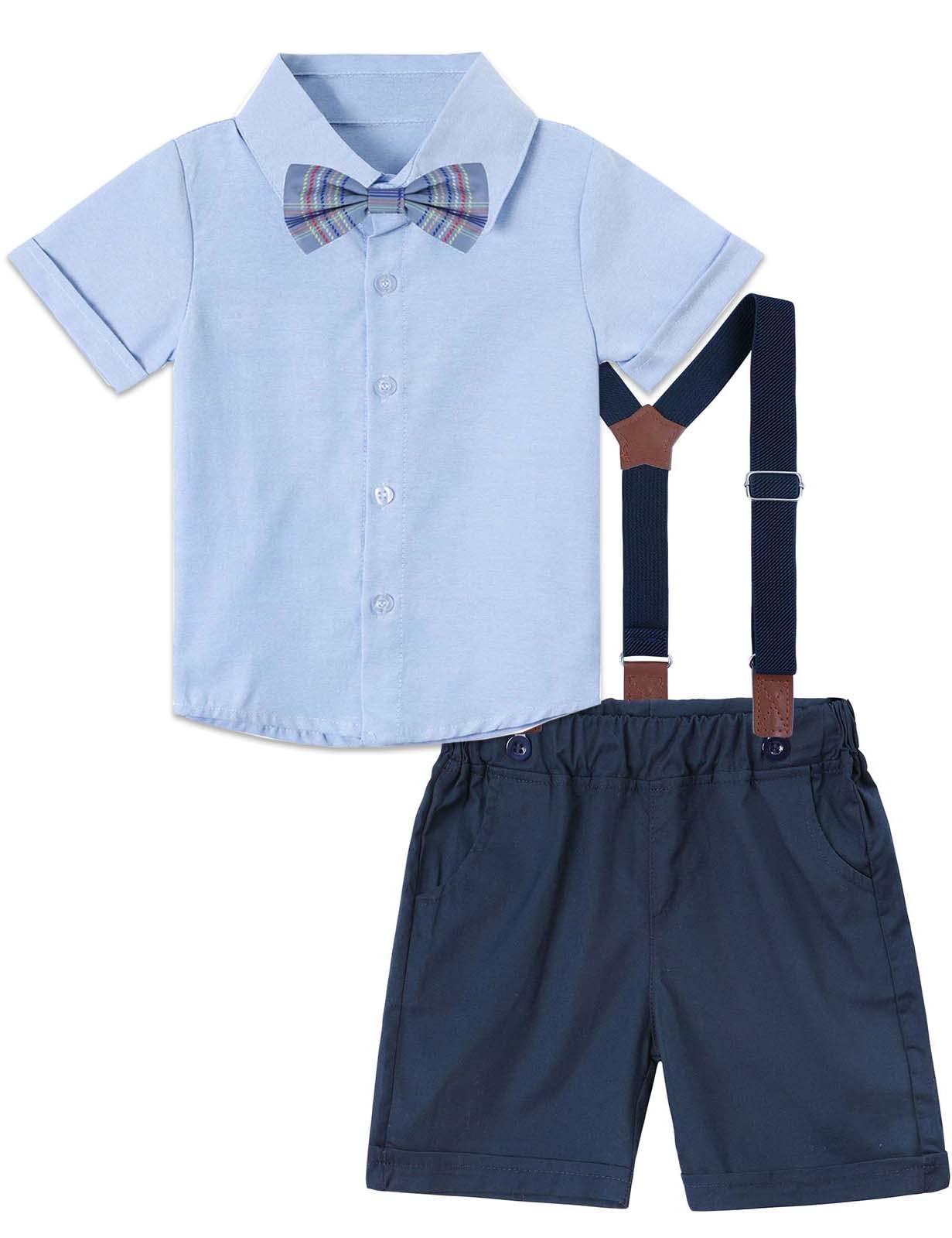 A&J DESIGN Baby Boy Outfit Set - Cute Bow Tie, Shirt & Suspenders Shorts for Summer | Newborn Photoshoot, Birthday Party, Family Gathering Outfits