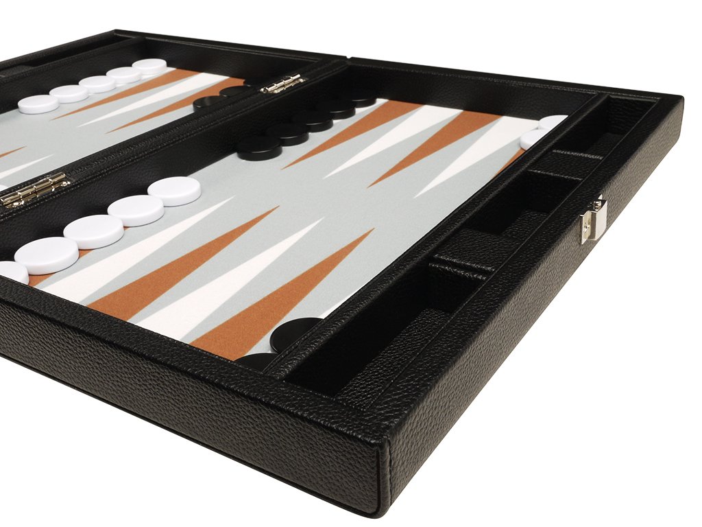 Premium 13-inch Backgammon Set - Portable Travel Size with Black Board & White/Rum Points - Perfect for Family Game Nights, Beach Trips and Casino-Themed Parties