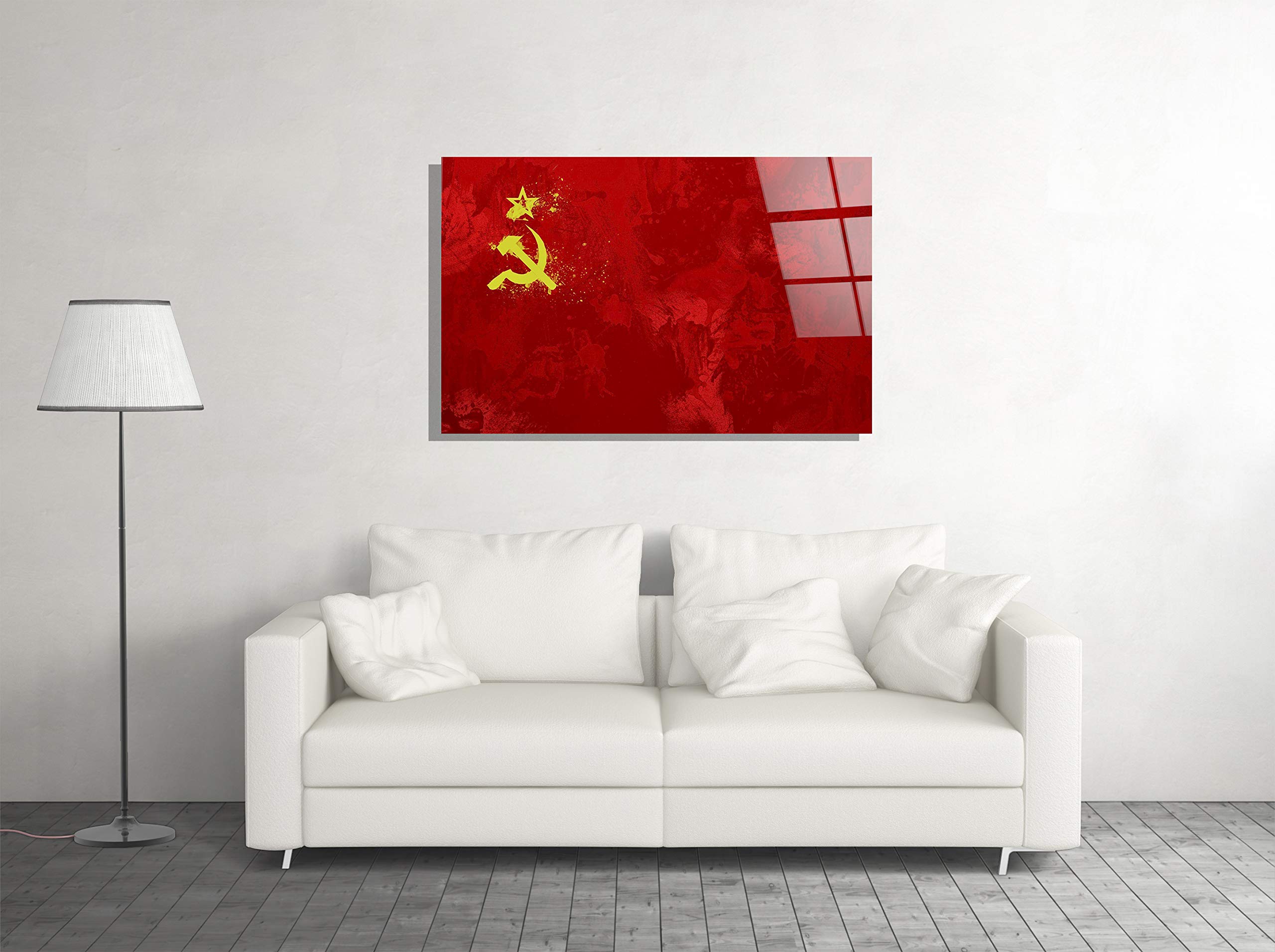 Vintage USSR Flag Soviet Union Country Print Tempered Glass Wall Art - Premium Home Decor for Living Room, Office & Gifts