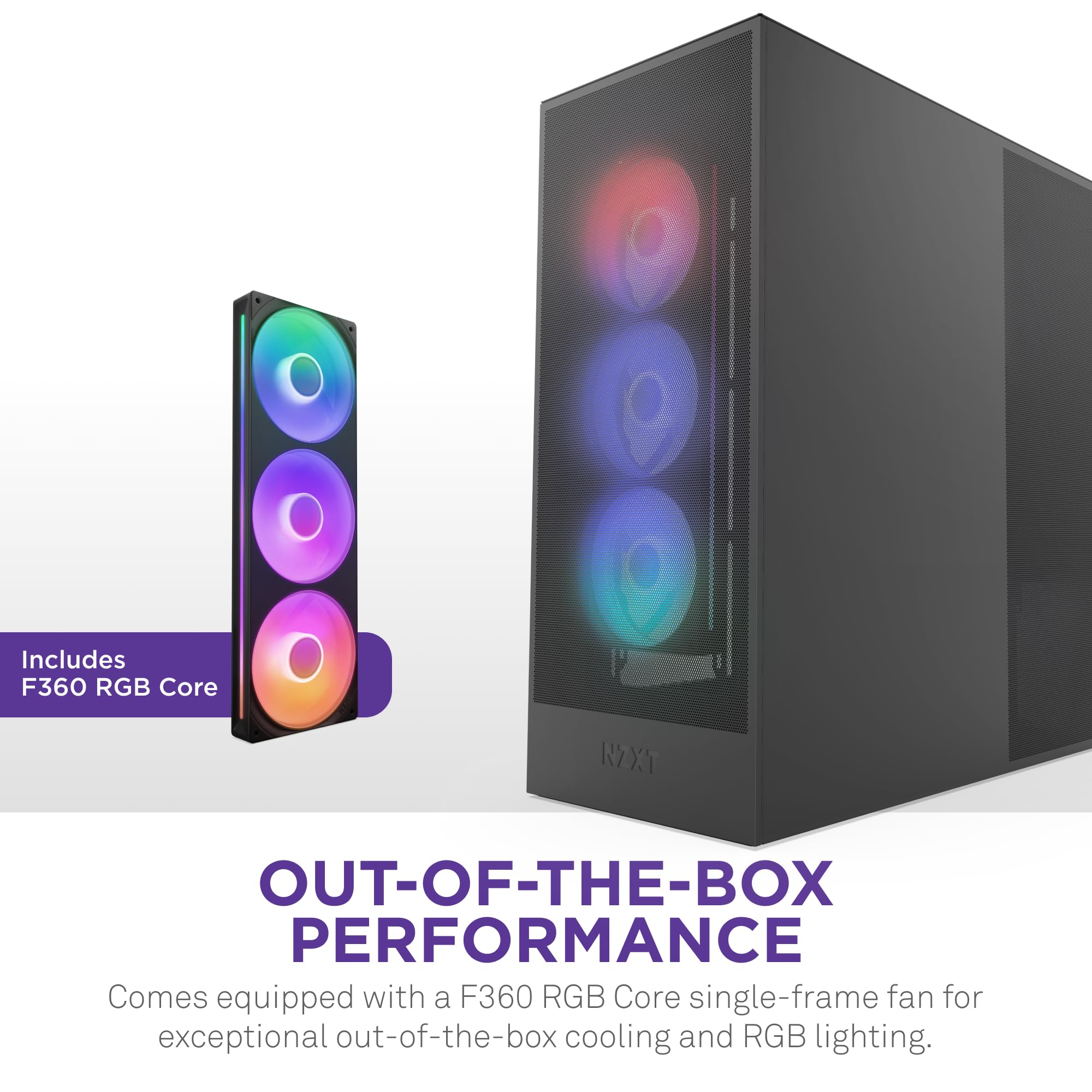 NZXT H7 Flow RGB Mid-Tower ATX PC Case - High Airflow Gaming Case with 360mm RGB Fan, Bottom Fan Support for GPU Cooling, Premium Cable Management (Black) | Perfect for Gaming Rigs, Streaming PCs & High-Performance Builds