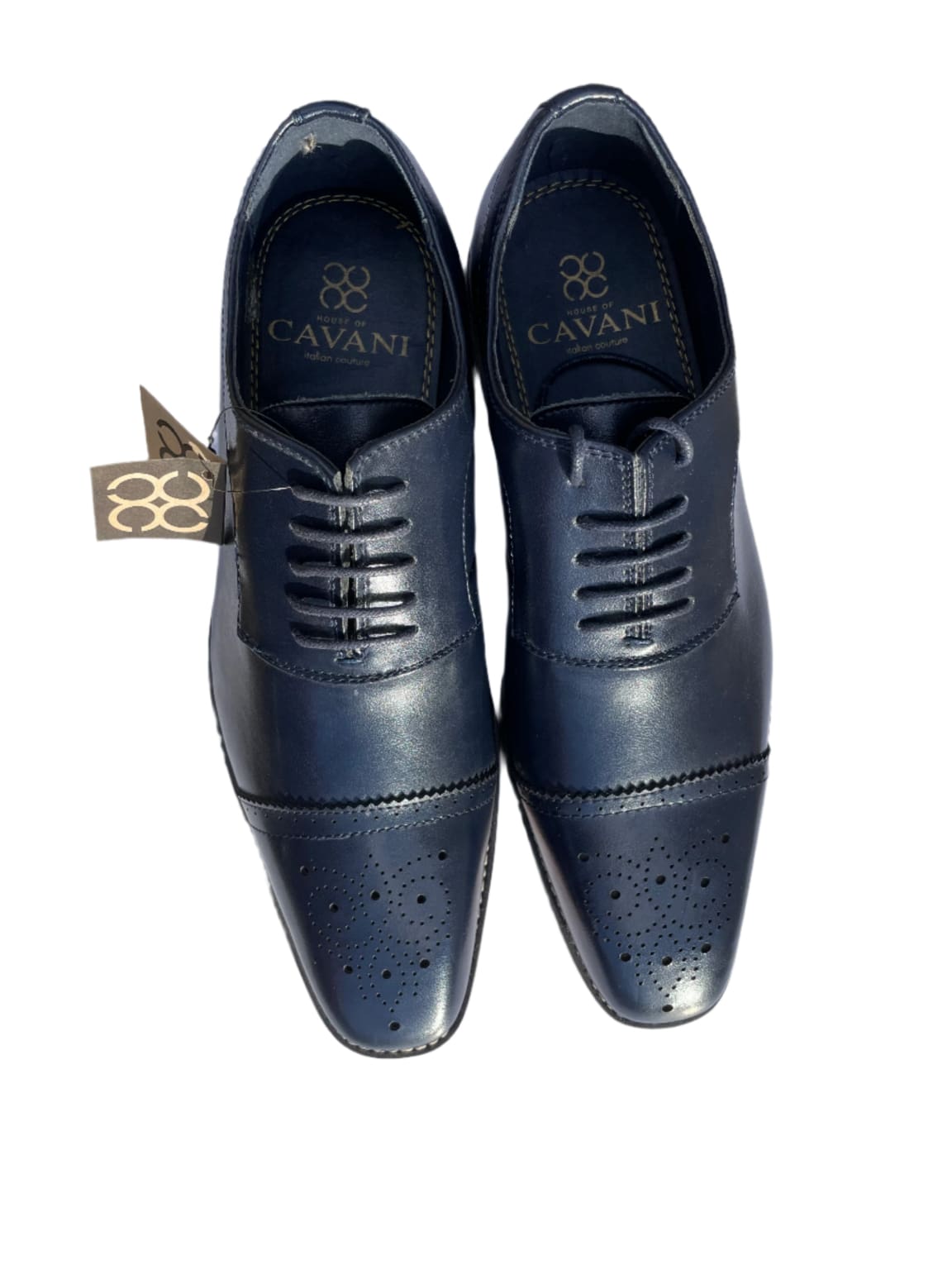 Cavani James Navy Oxford Brogue Shoes for Men | Classic Formal Dress Shoes | Perfect for Business, Weddings & Office Wear