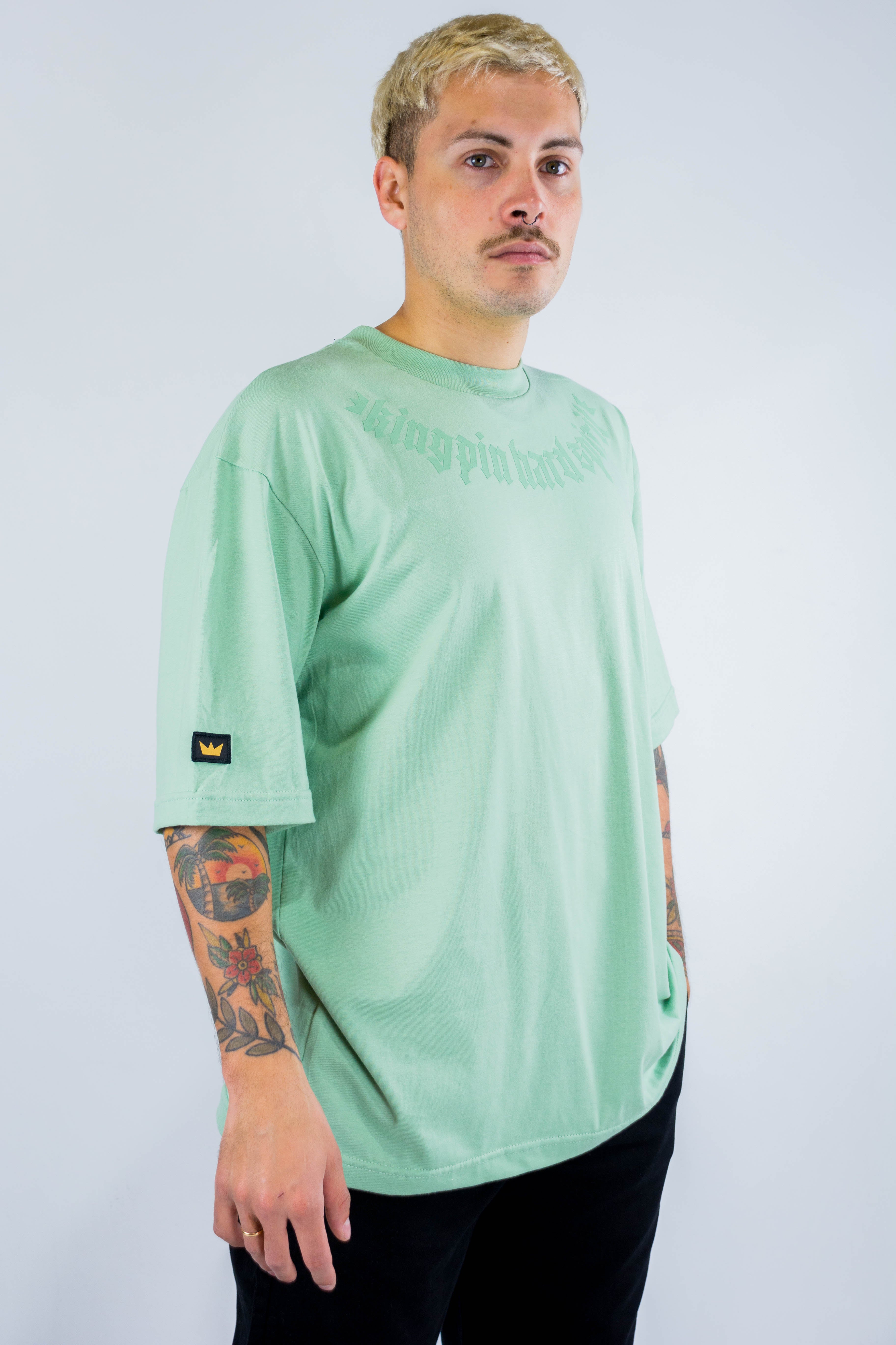 Kingpin H Oversized Round T-Shirt in Green Wave - Comfortable & Stylish Streetwear for Men | Perfect for Casual Outfits, Gym, and Everyday Wear