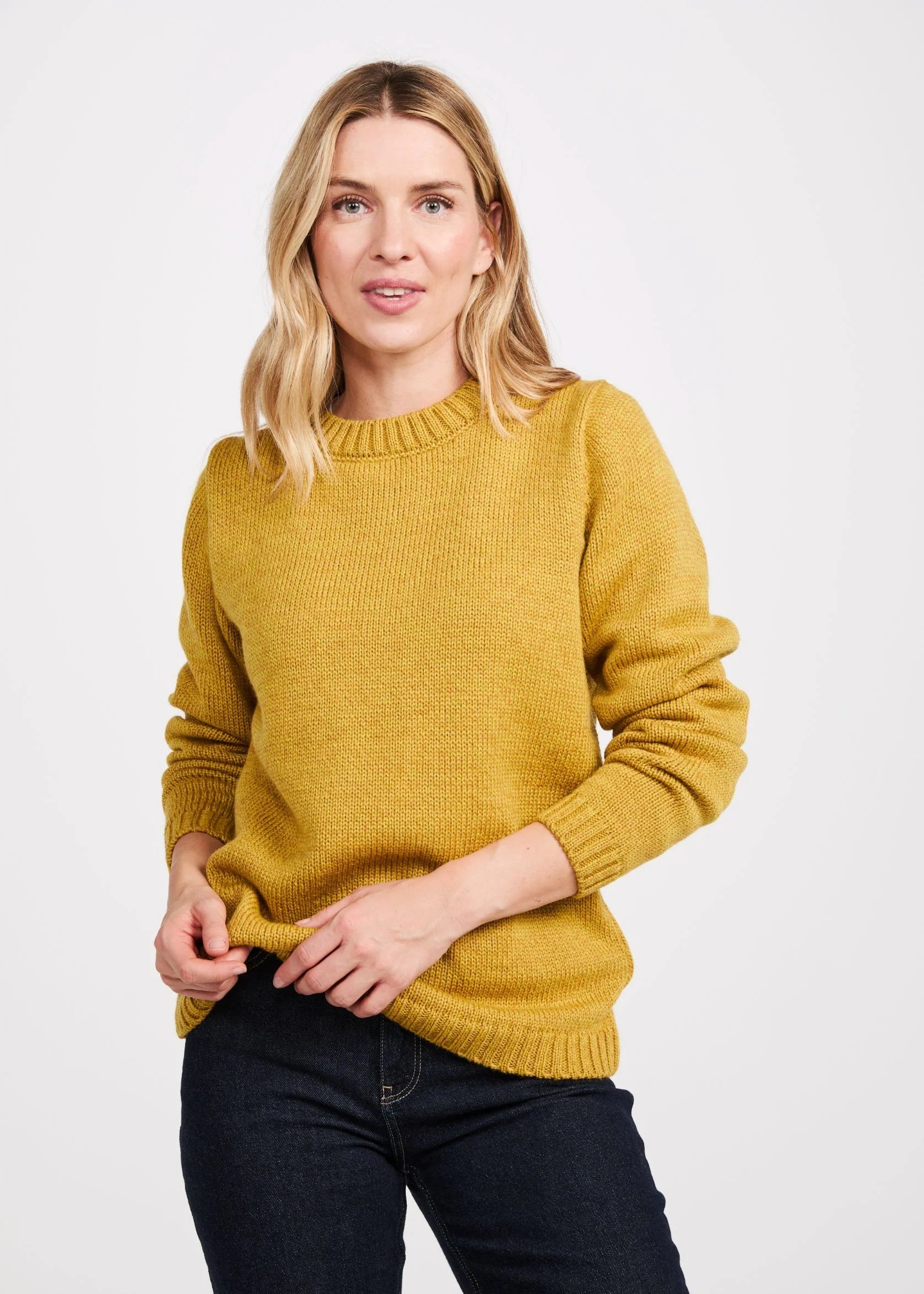 Aoife Merino Wool Crewneck Sweater for Women - Soft & Warm Yellow Knit Pullover | Perfect for Fall, Winter & Casual Outfits