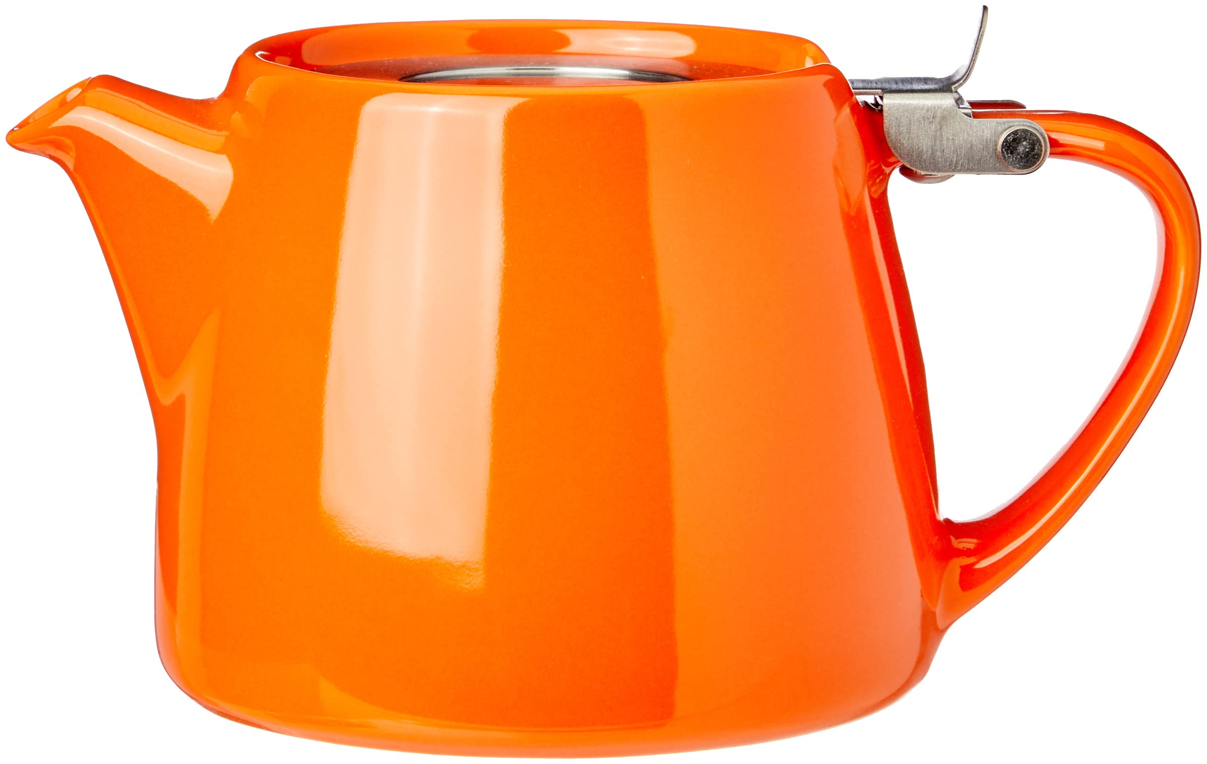 Forlife Stump Teapot 400ml (13oz) - Ceramic Teapot with Infuser, Carrot Orange Color - Perfect for Loose Leaf Tea, Herbal Tea & Home Decor