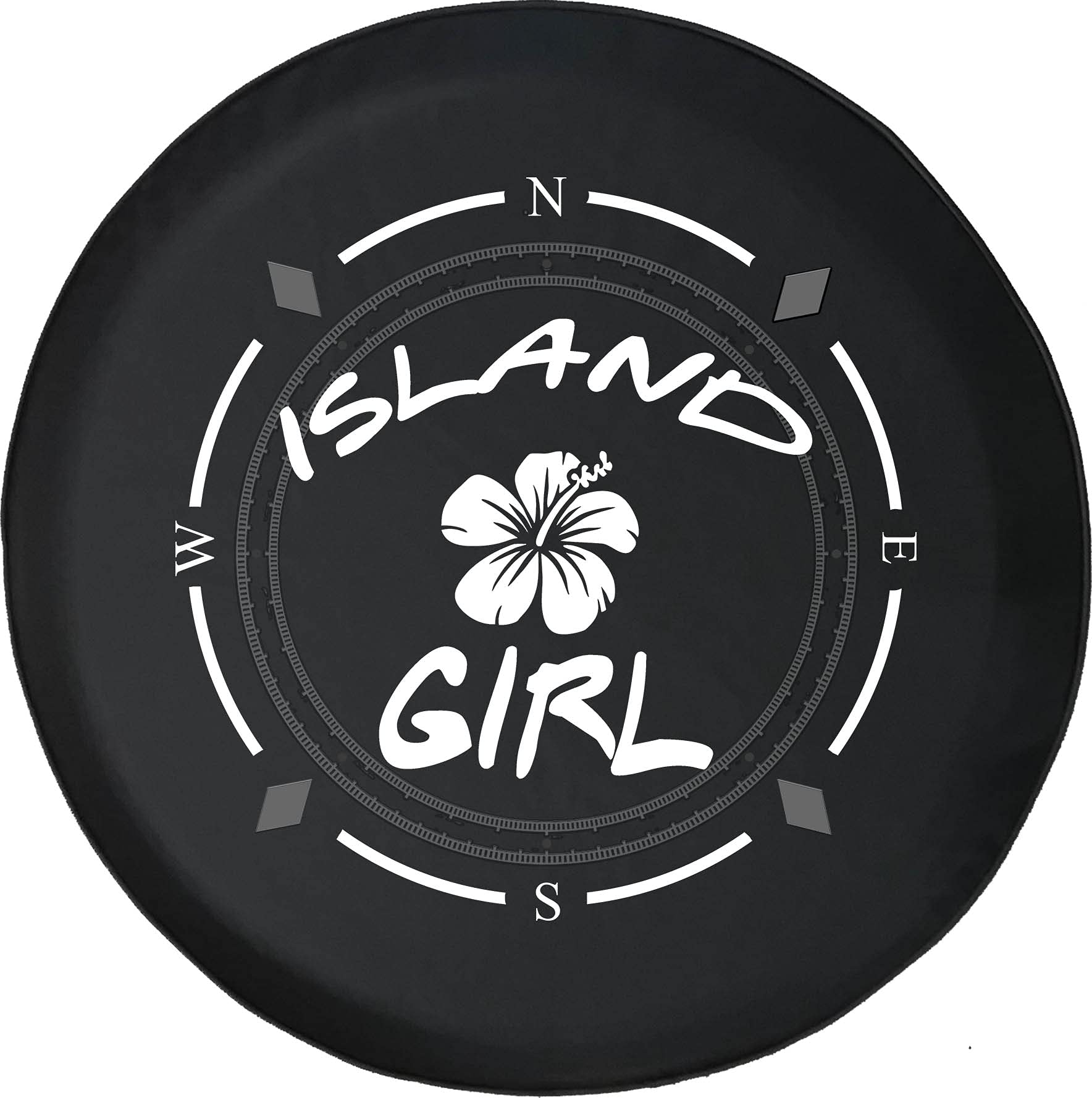 American Flag Spare Tire Cover with Compass & Island Girl Lotus Design - Universal Fit for SUV, Trailer, RV & Most Vehicles - Durable Wheel Protector for Off-Road Adventures & Camping Trips