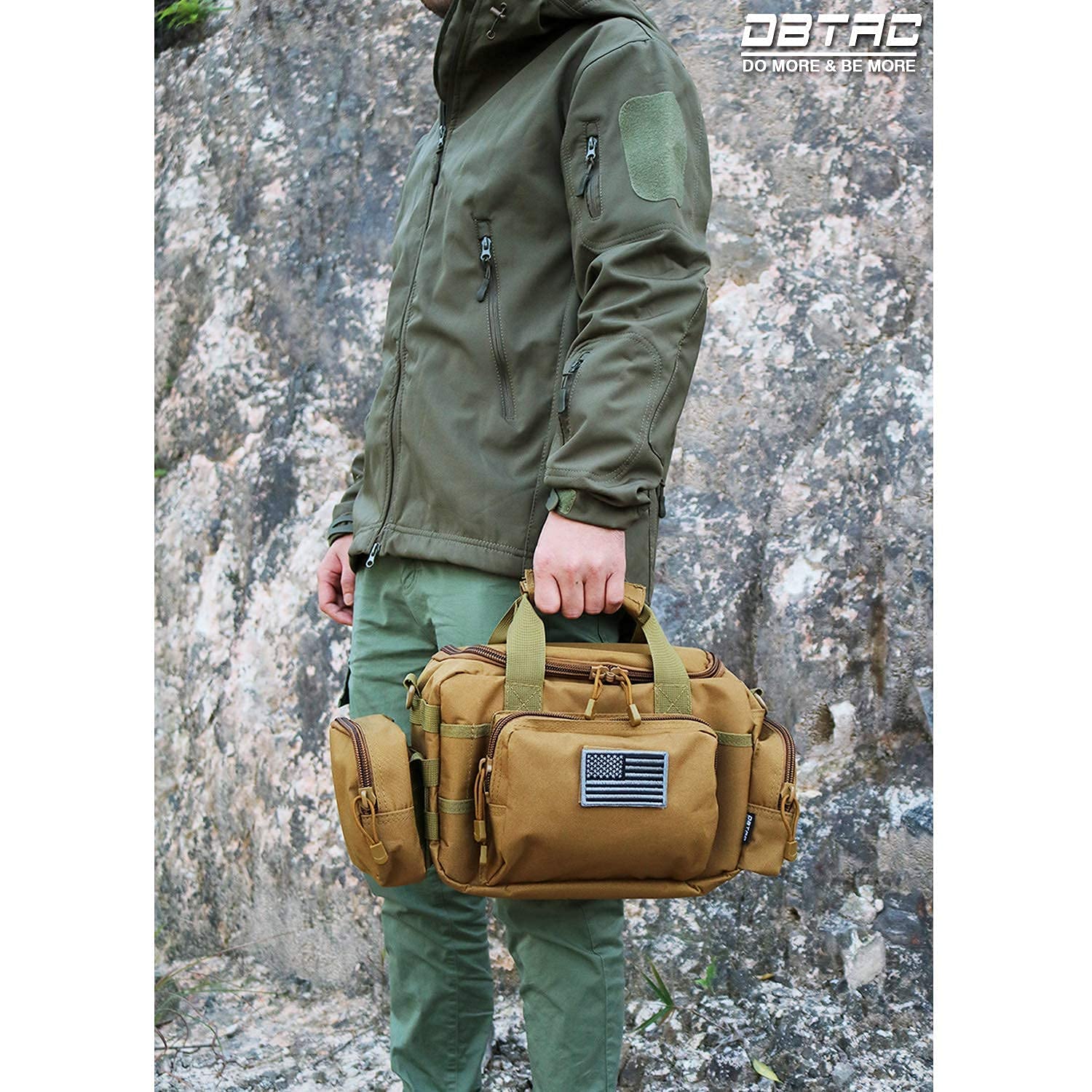 Small Tactical Range Bag for 2 Pistols & Concealed Carry Sling Bag (Tan) - Lockable Zippers, Durable Nylon, Compact Design - Perfect for Shooting Range, Outdoor Training & CCW