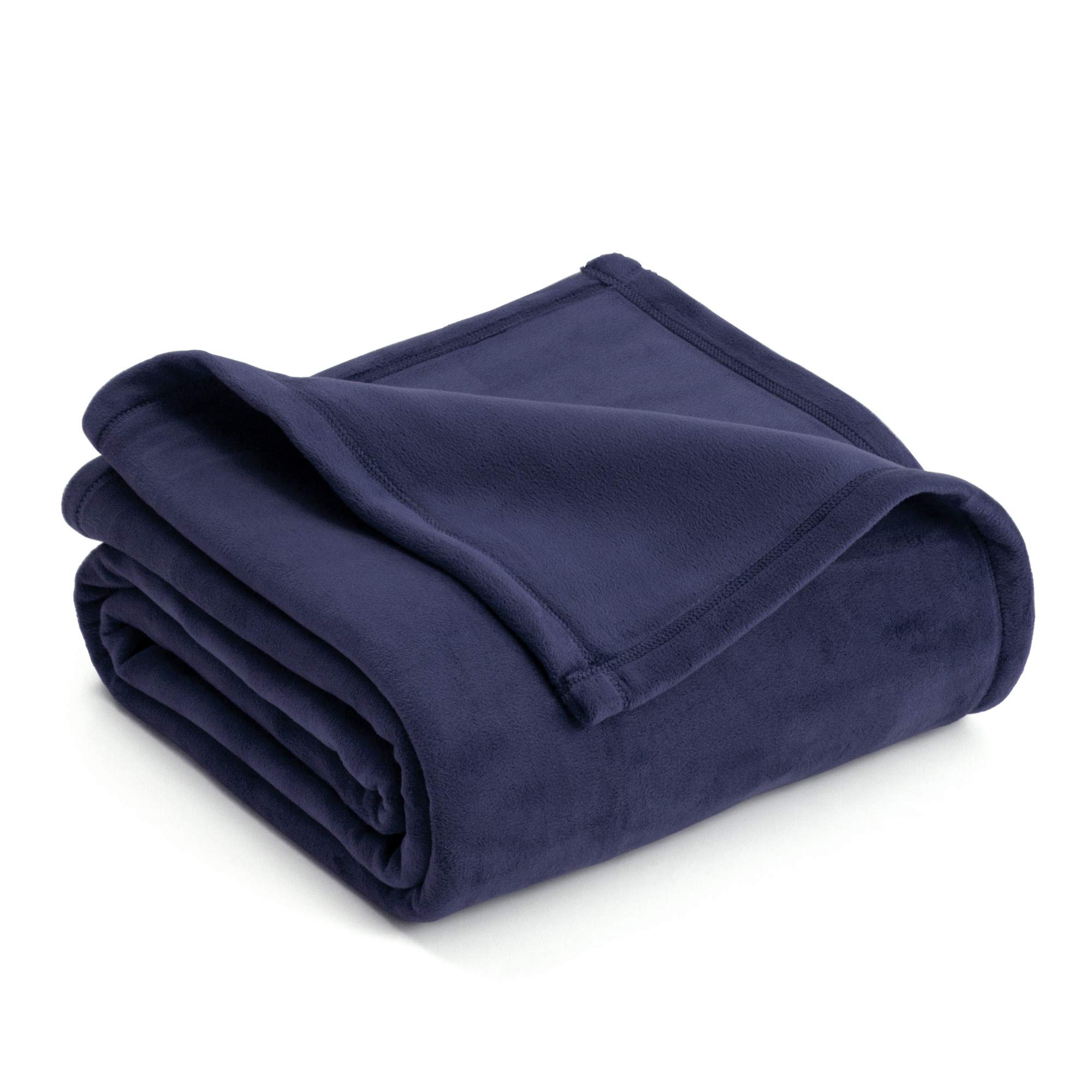 Vellux Plush Blanket King Size 108x90 Inches - Ultra Soft All-Season Bed & Throw Blanket - Lightweight Warm Fleece Blanket in Blue - Hotel Quality Luxury Blanket for Bed, Couch & Sofa - Perfect for Home, Office & Travel Use