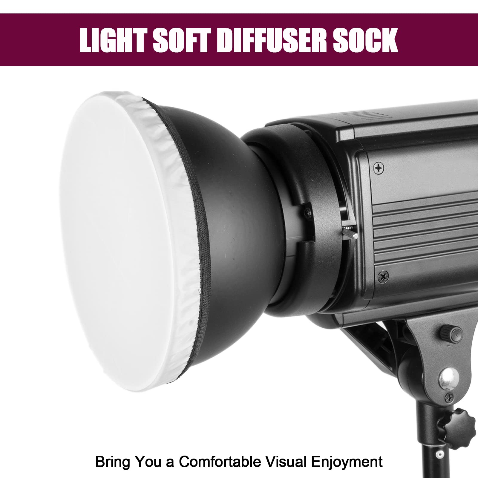 Fotoconic 7 Inch/18cm White Soft Diffuser Sock for Strobe Flash LED Video Light - Standard Reflector Cover Cloth [4-Pack] - Perfect for Photography Studios, YouTube Videos & Portrait Lighting